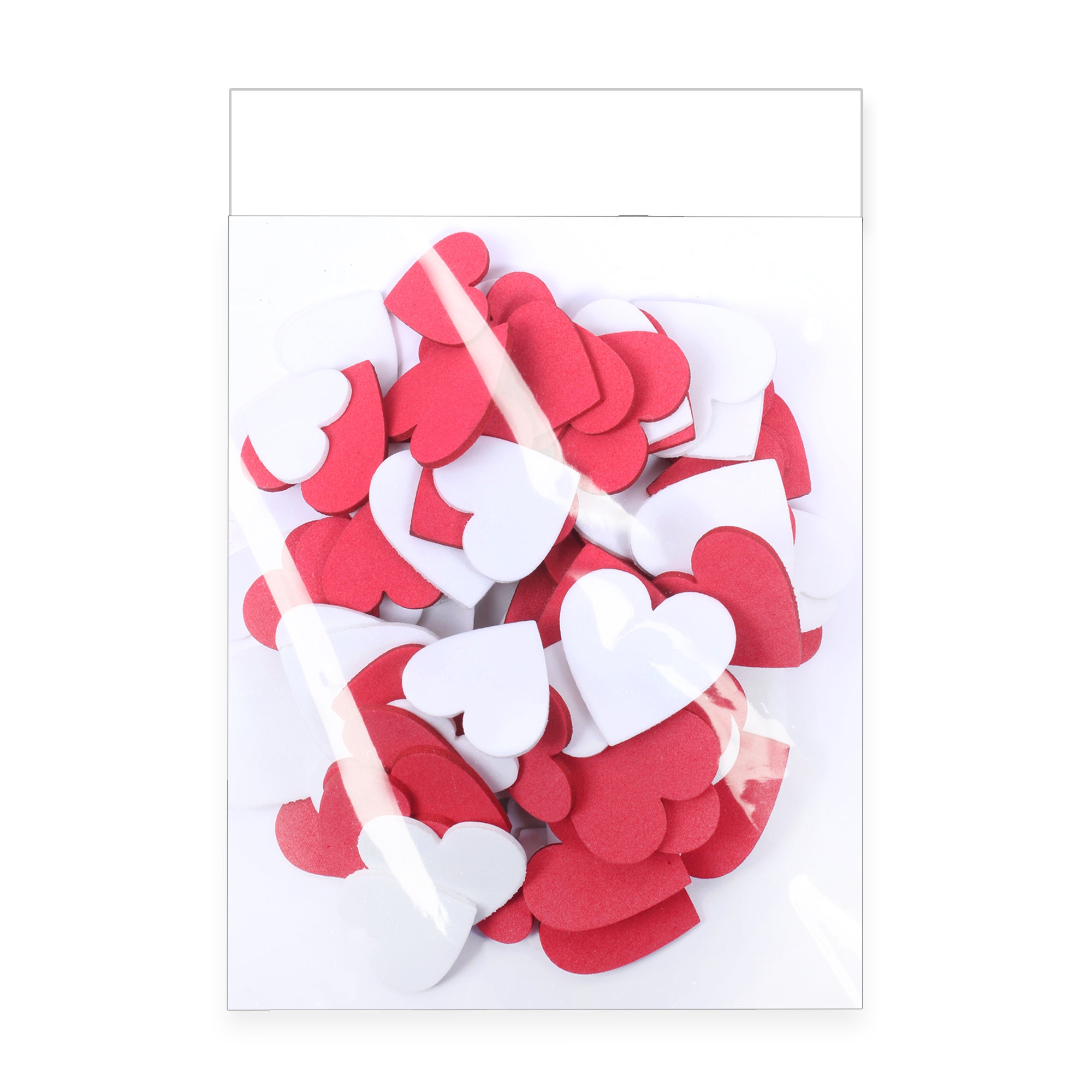 Self Adhesives Foam Heart Red & White Big W 3.25 X H 3.25Cm Small W 2.5 X H 3Cm Approx 100Pc