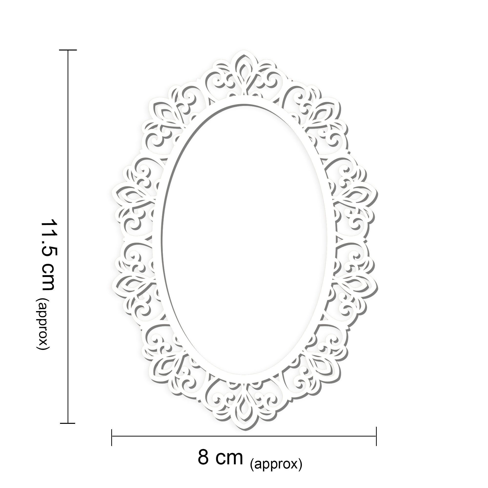 Primed Chipboard Frame Swirl Beauty Oval 11.5 X 8Cm 1Pc