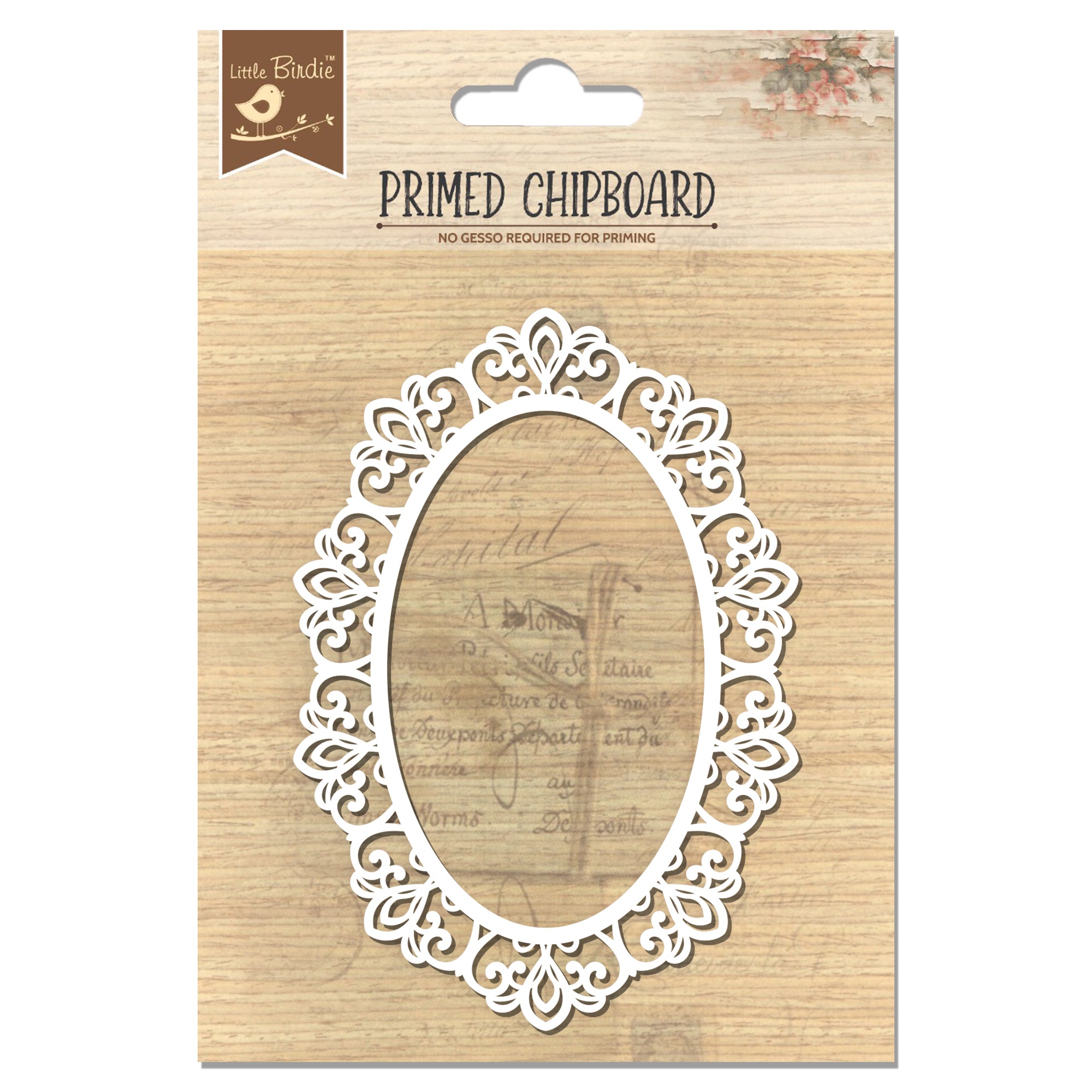 Primed Chipboard Frame Swirl Beauty Oval 11.5 X 8Cm 1Pc
