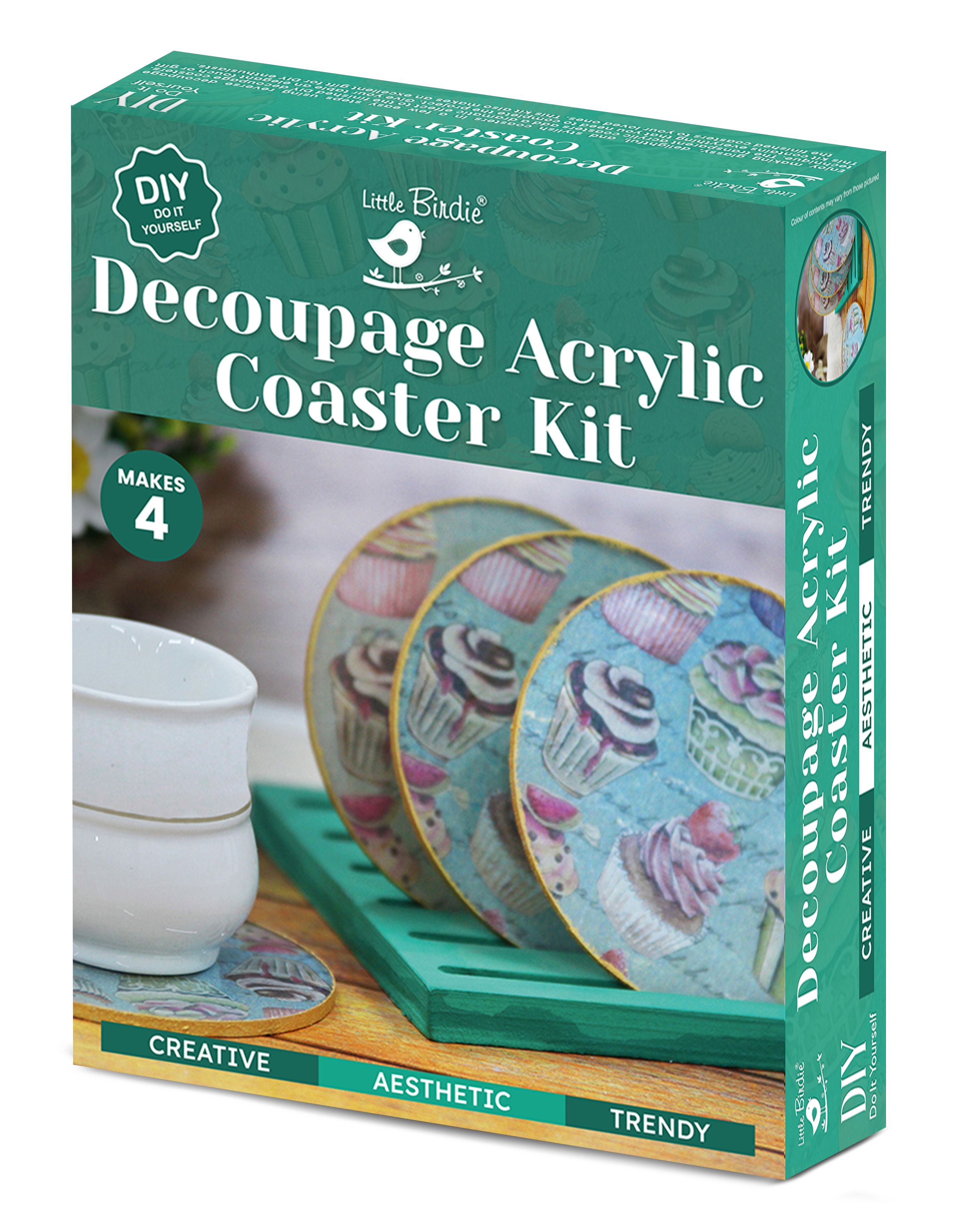 Diy Decoupage Acrylic Coaster Kit 1Box Lb