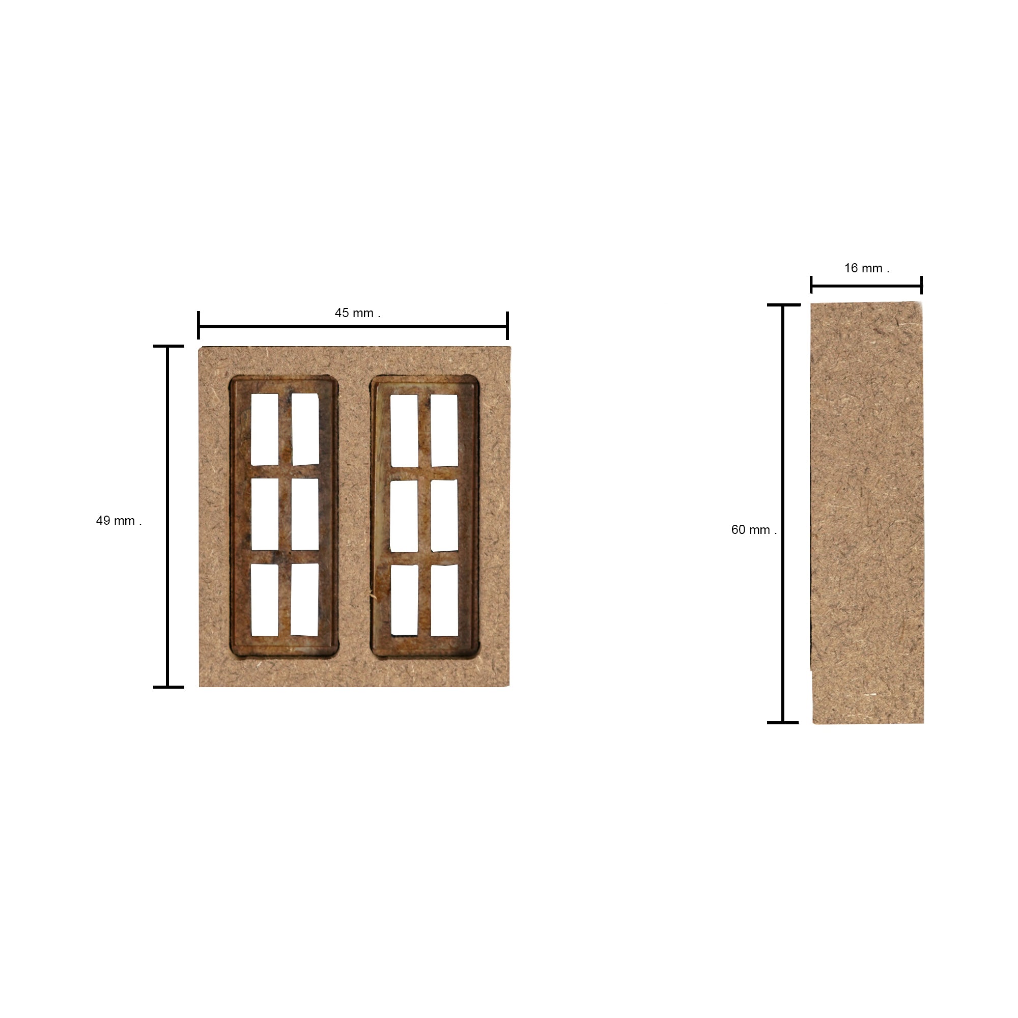 Build A Home 2 Door Window 6 Panel W44.7 X H49 mm 2pc