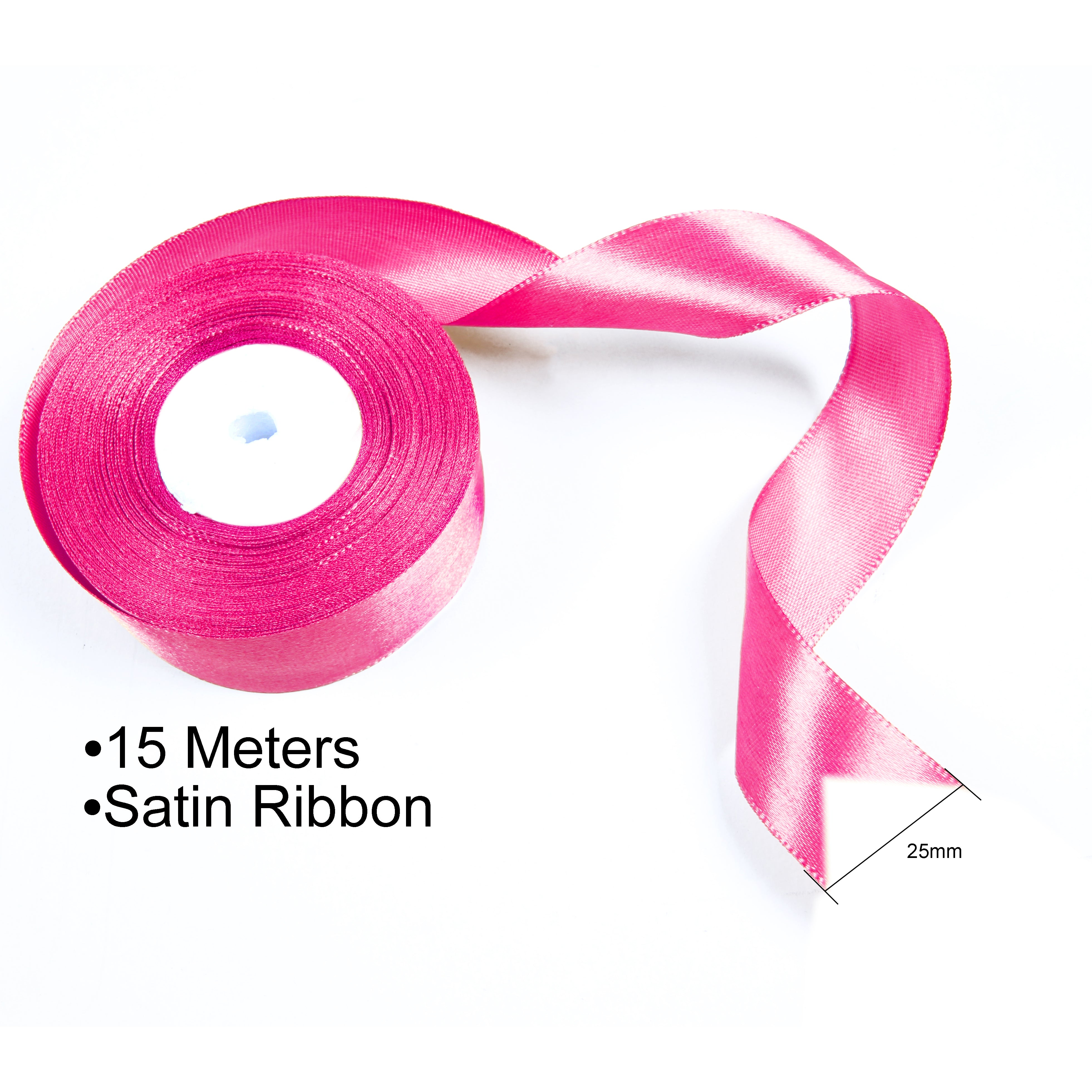 Satin Ribbons - 25mm Width - Pink - 15mtr