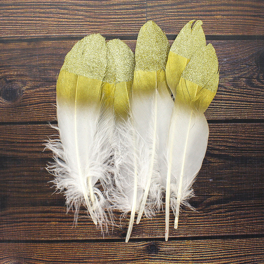Glitter Feathers Gold 6 Pcs Ib