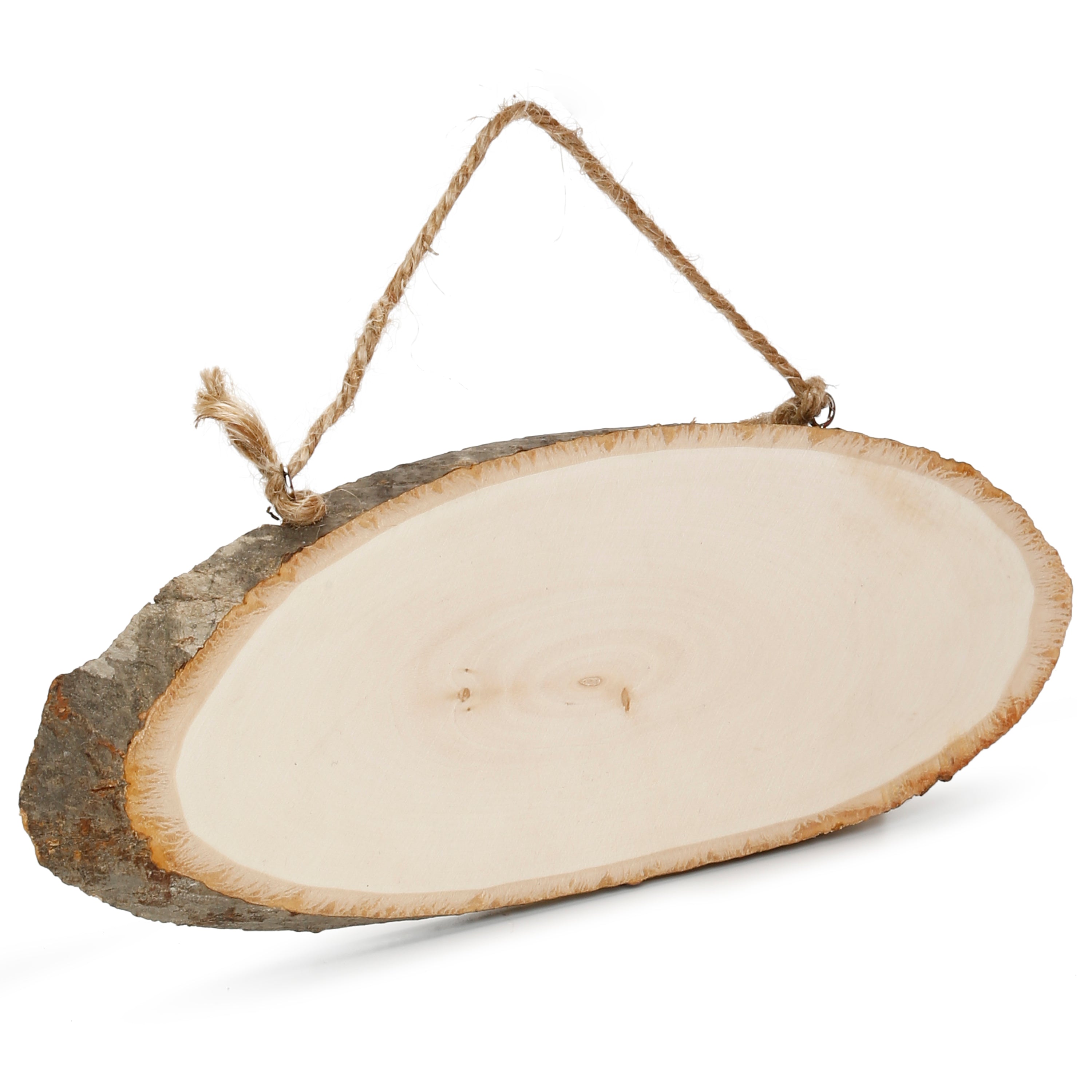 Wooden Natural Bark Oval W/Rope L9 X W26Cm 1Pc Ib