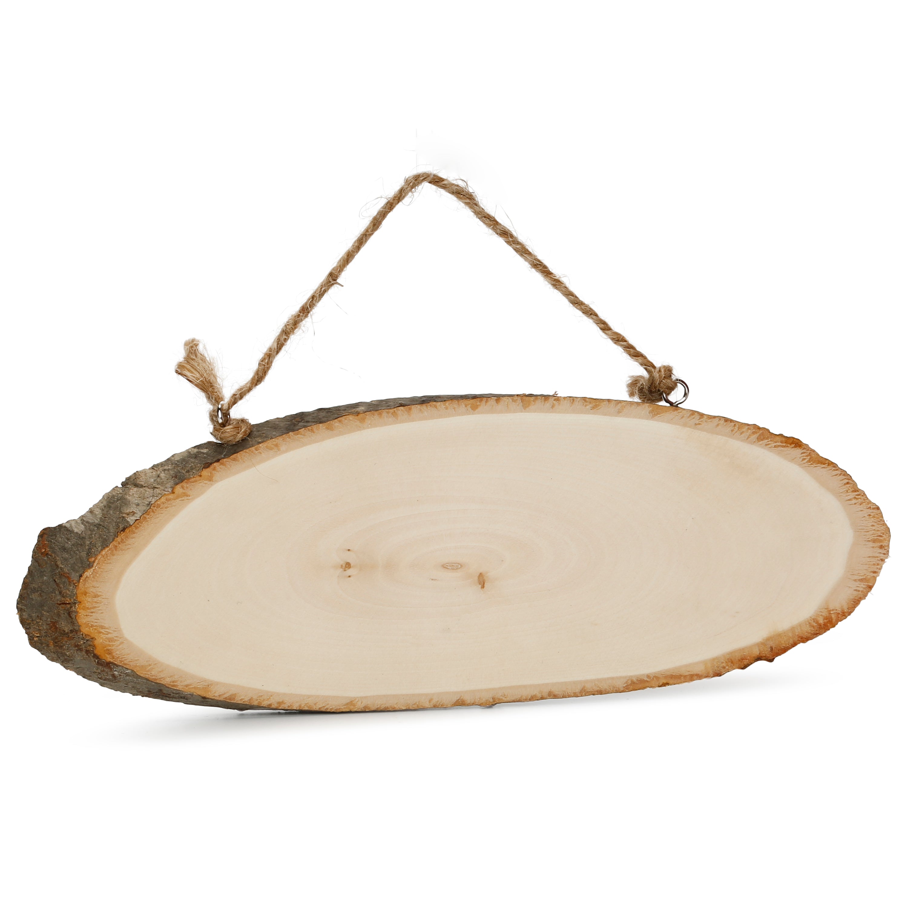 Wooden Natural Bark Oval W/Rope L9 X W26Cm 1Pc Ib