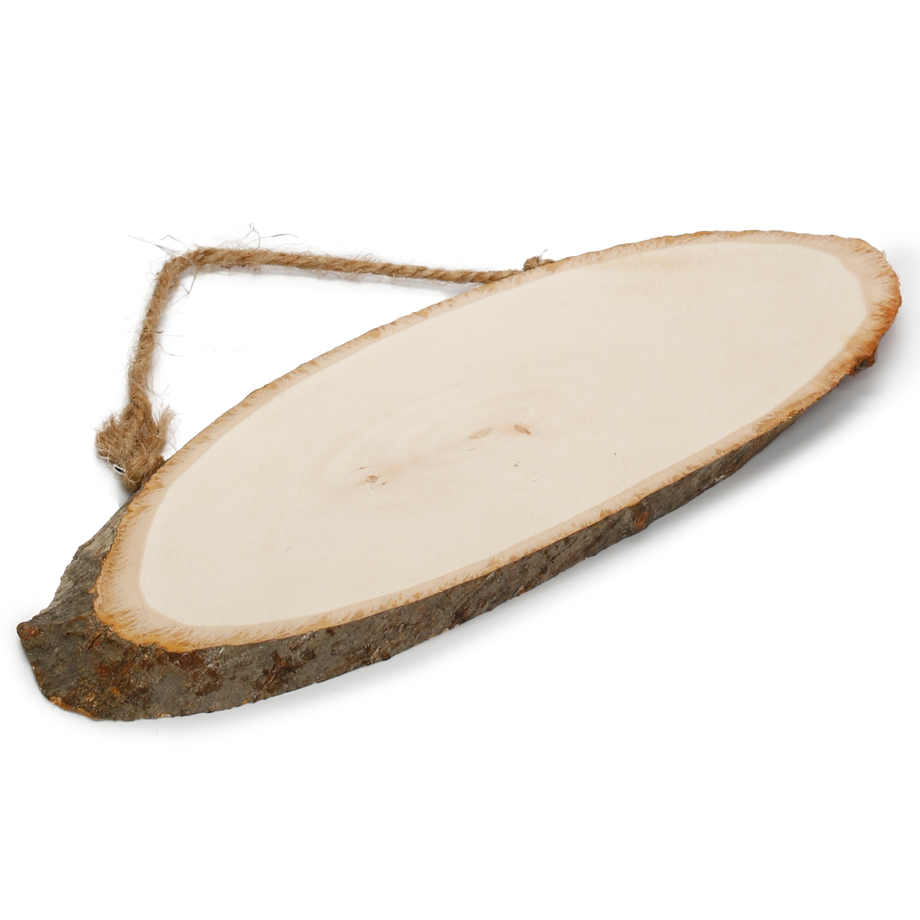 Wooden Natural Bark Oval W/Rope L9 X W26Cm 1Pc Ib