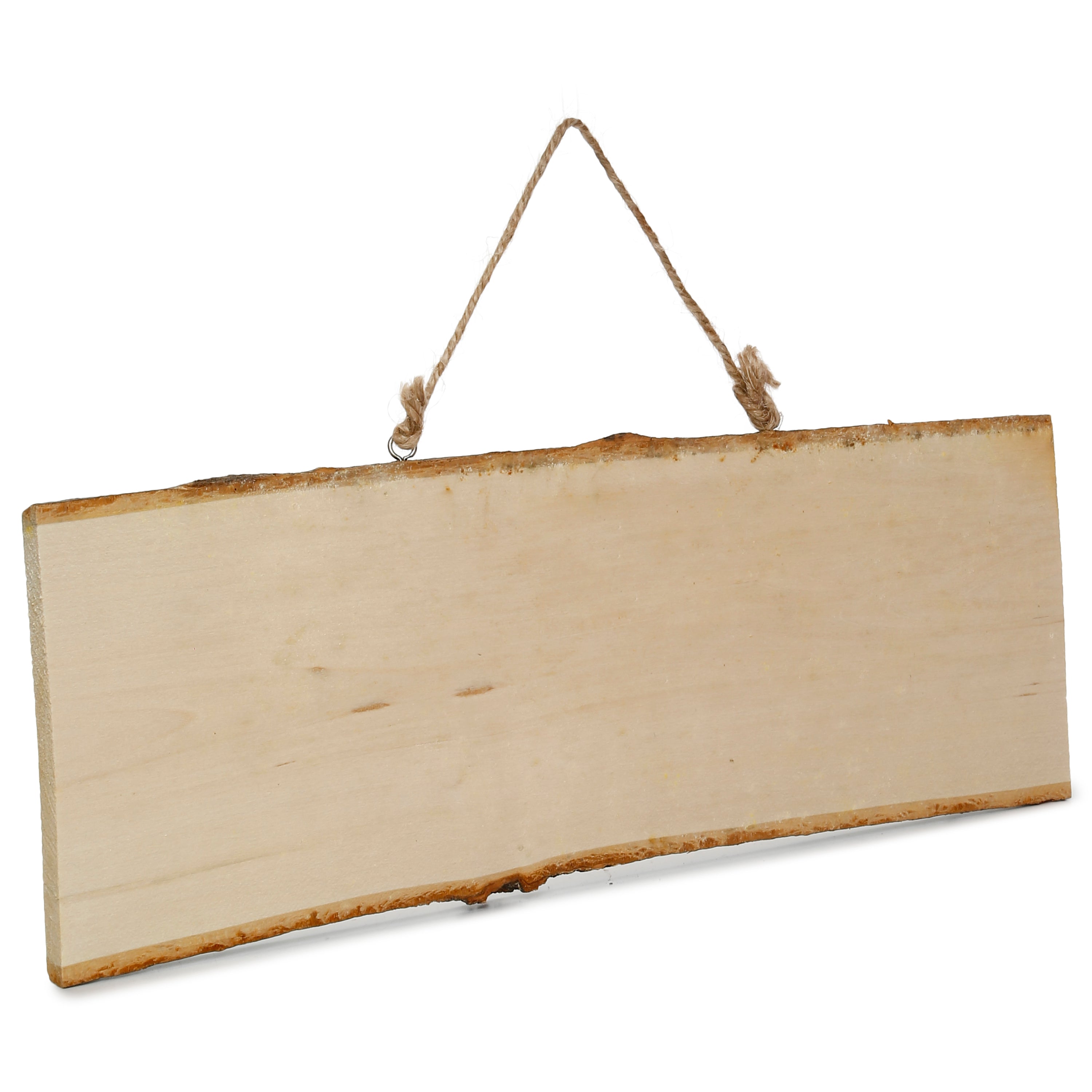 Wooden Natural Bark Rectangle W/Rope Approx L12 X W25Cm 1Pc Ib