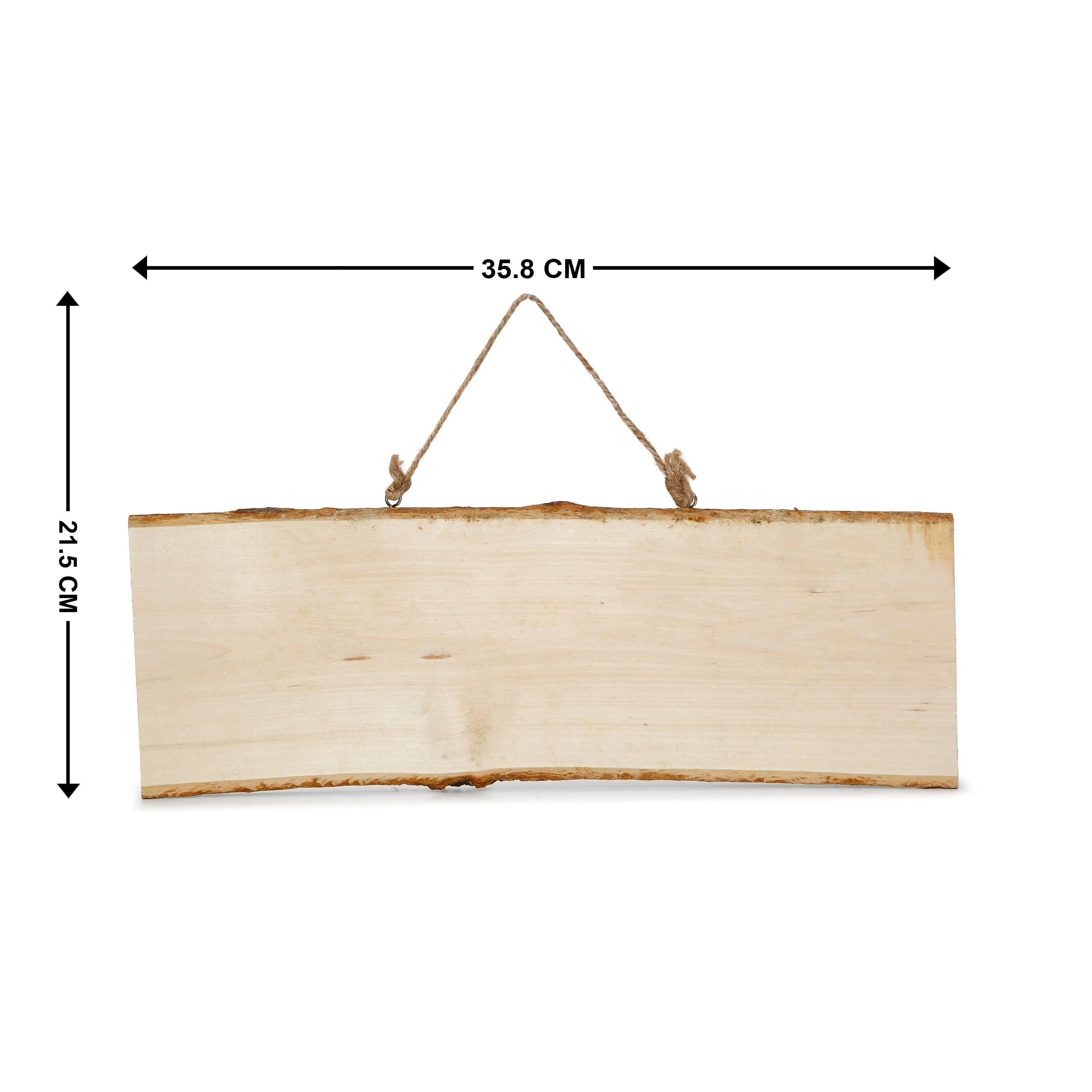 Wooden Natural Bark Rectangle W/Rope Approx L12 X W25Cm 1Pc Ib