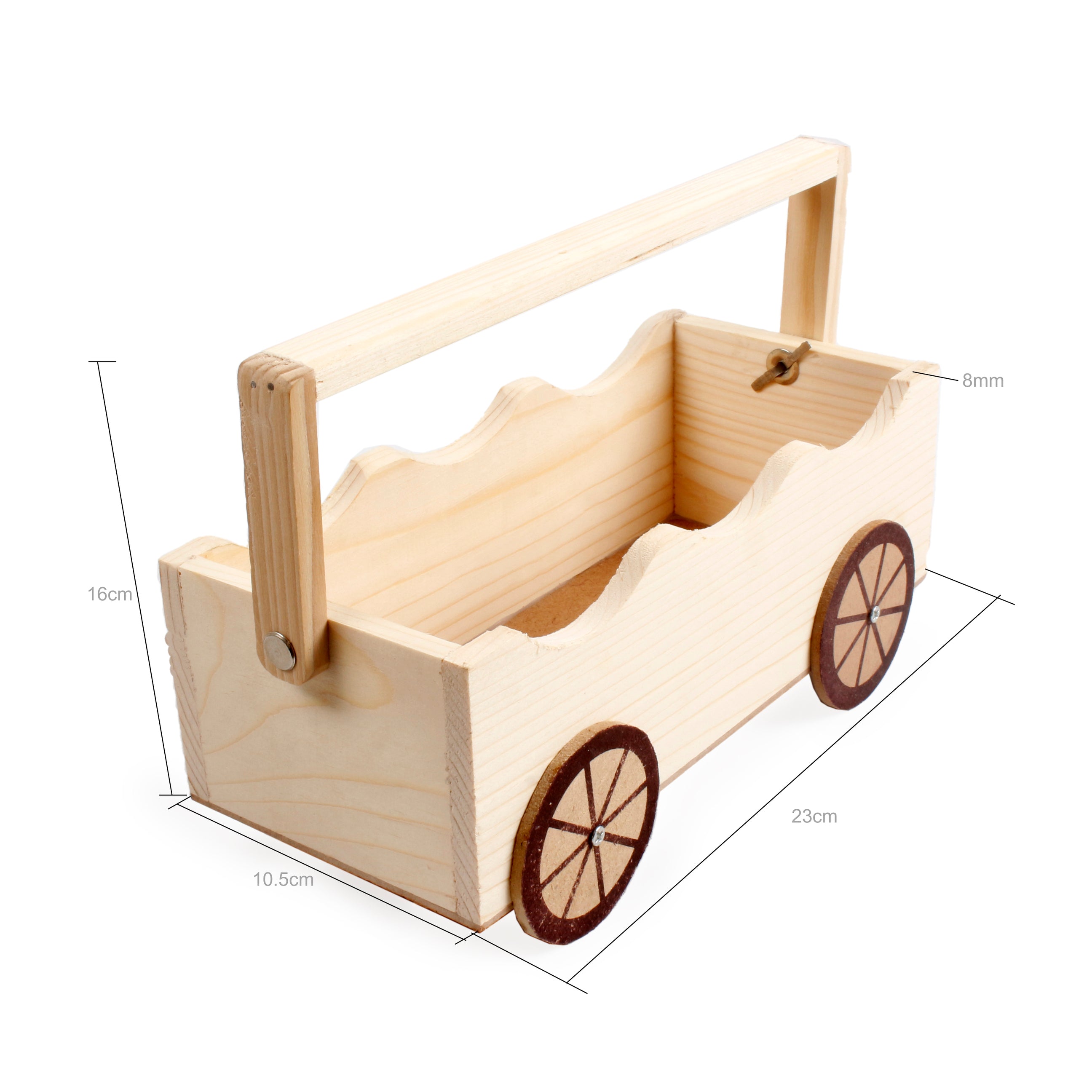 Wooden Cart Storage Tray With Moveable Wheels 4 X 9 X 3Inch 1Pc Ib