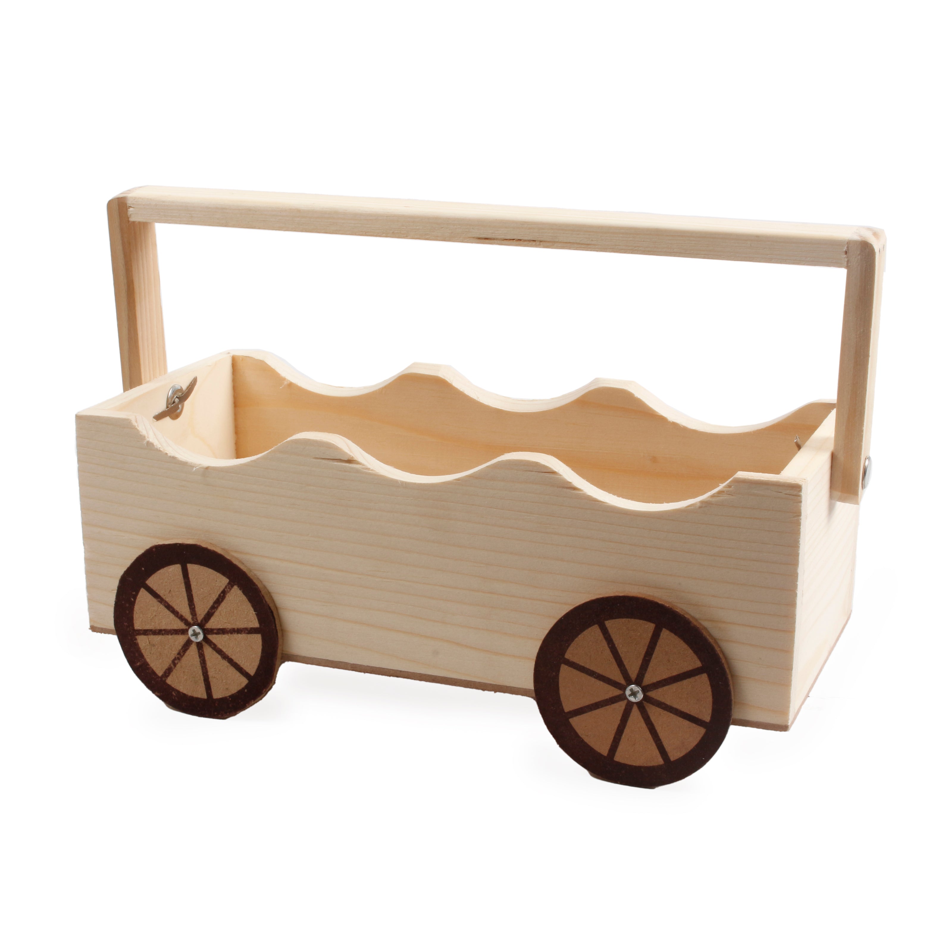Wooden Cart Storage Tray With Moveable Wheels 4 X 9 X 3Inch 1Pc Ib