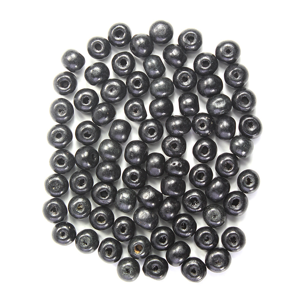 Wooden Beads 8Mm Black 12G Ib