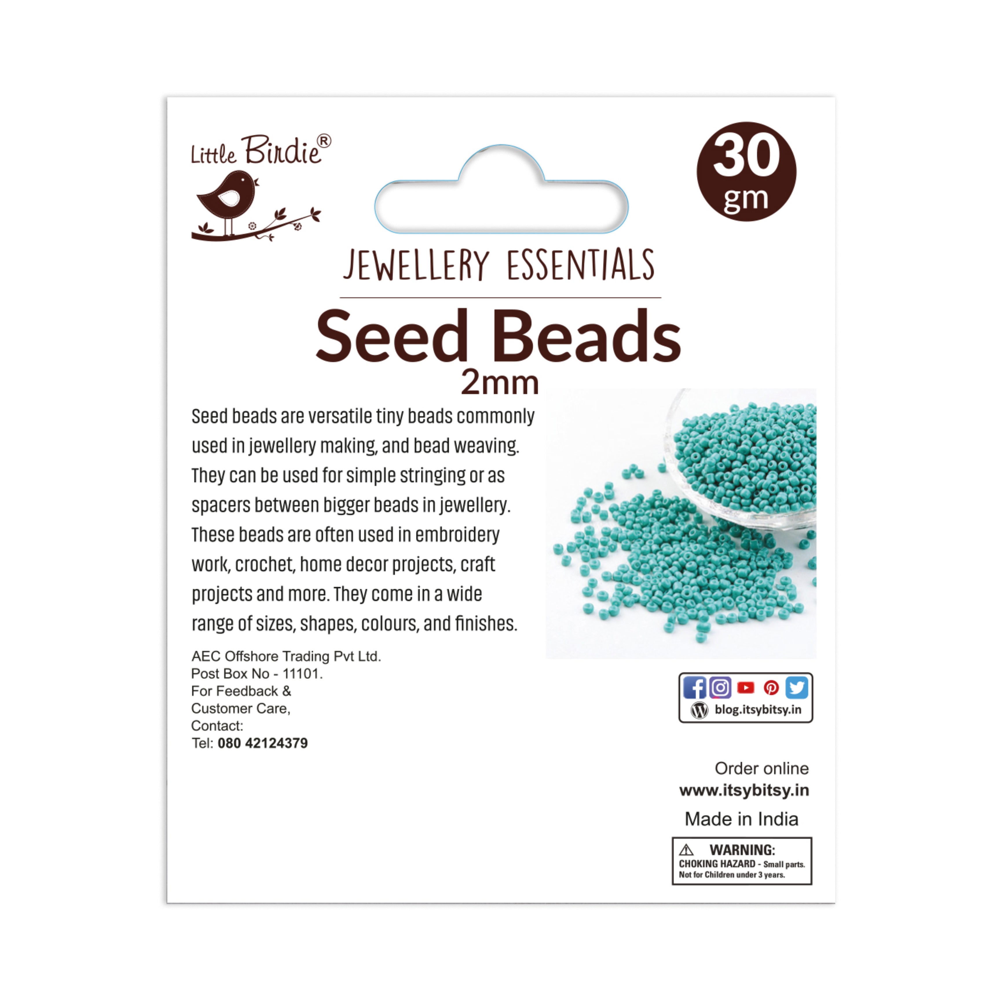 Seed Beads Black 30G 2MM Ib