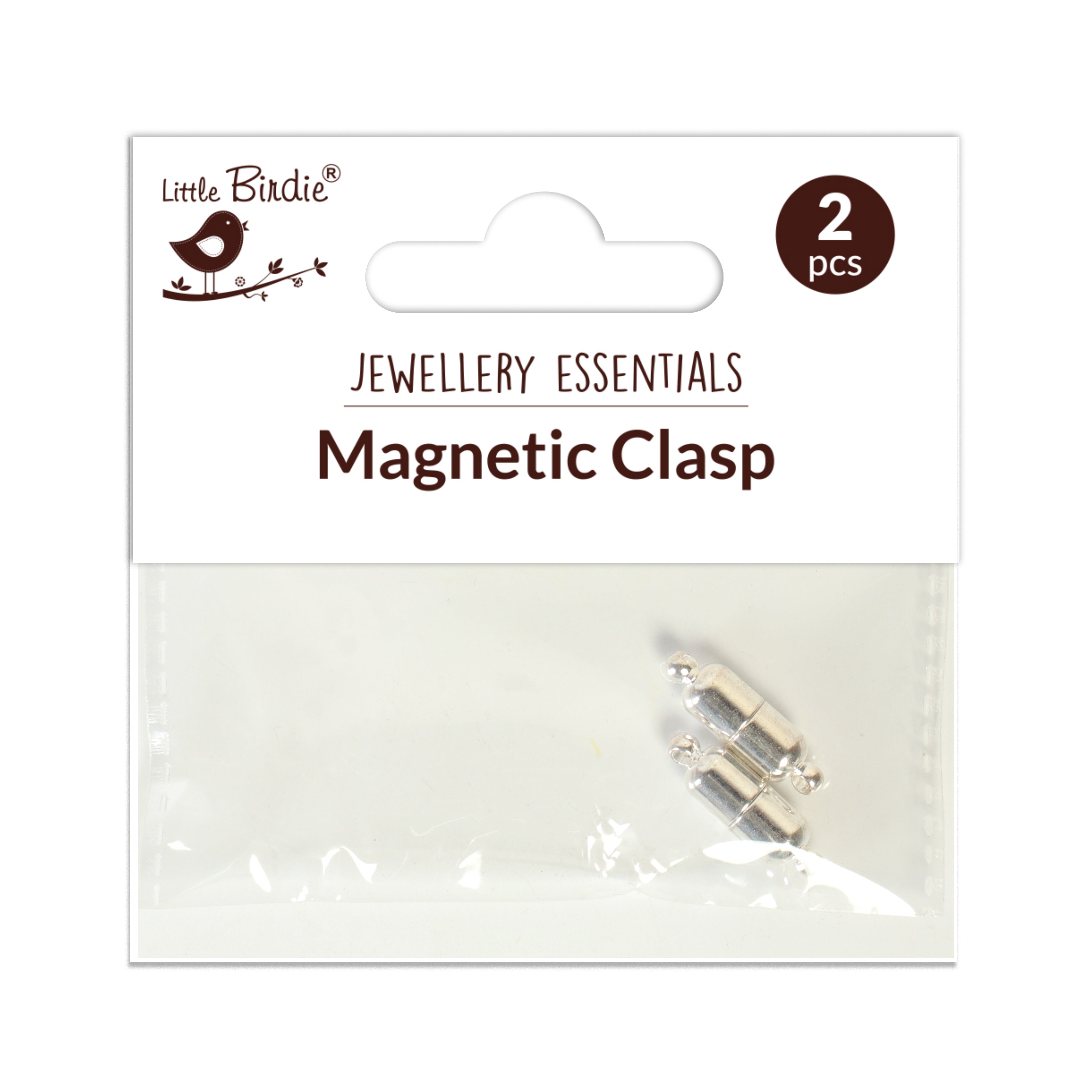 Findings Magnetic End Piece Round Silver 6mm Dia X 2cm 2pcs