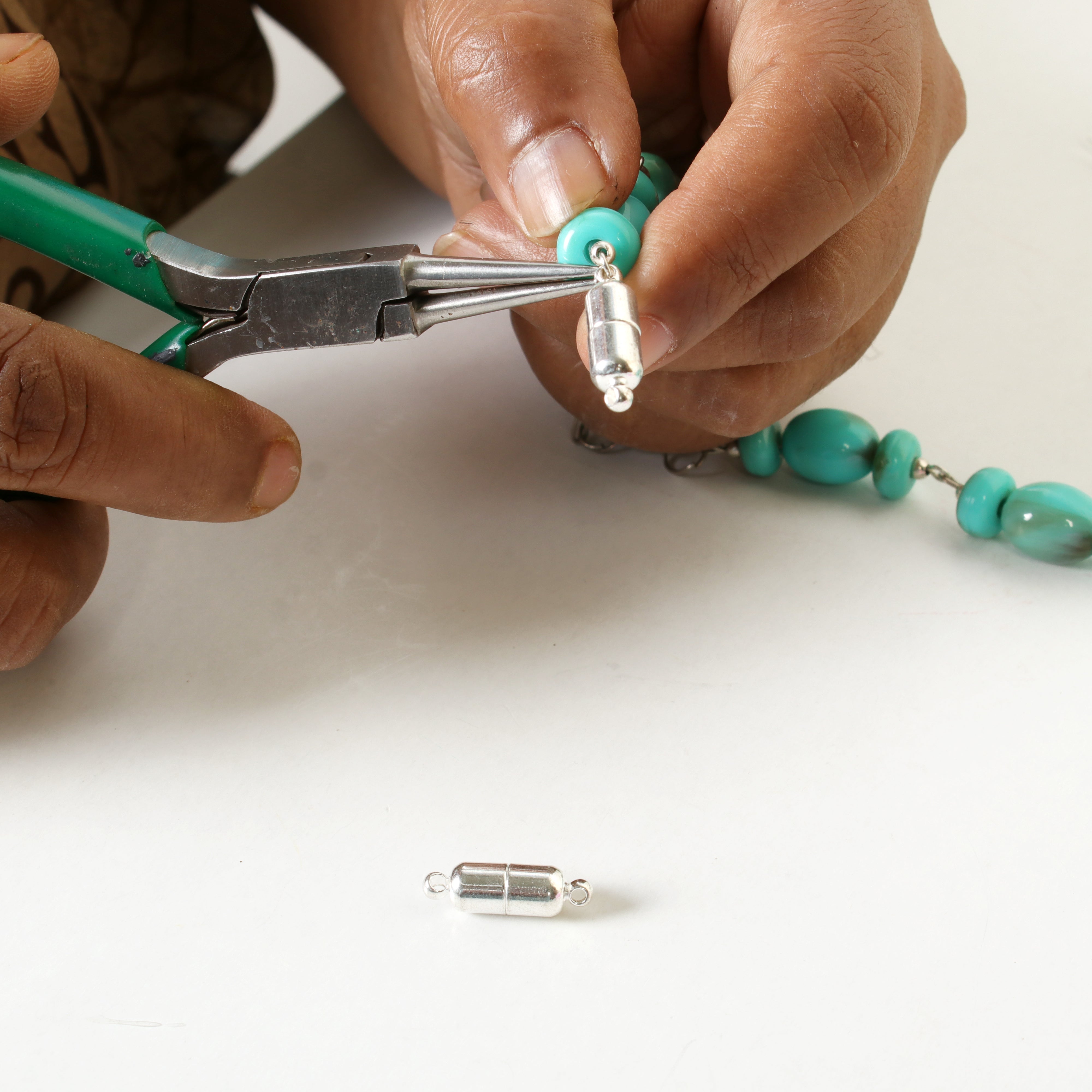 Findings Magnetic End Piece Round Silver 6mm Dia X 2cm 2pcs