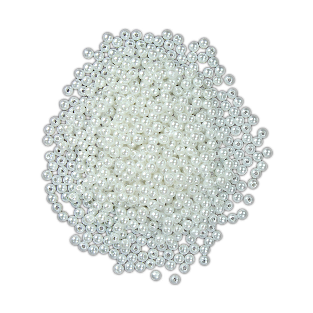 Pearl Beads Plastic 3mm White 20gm
