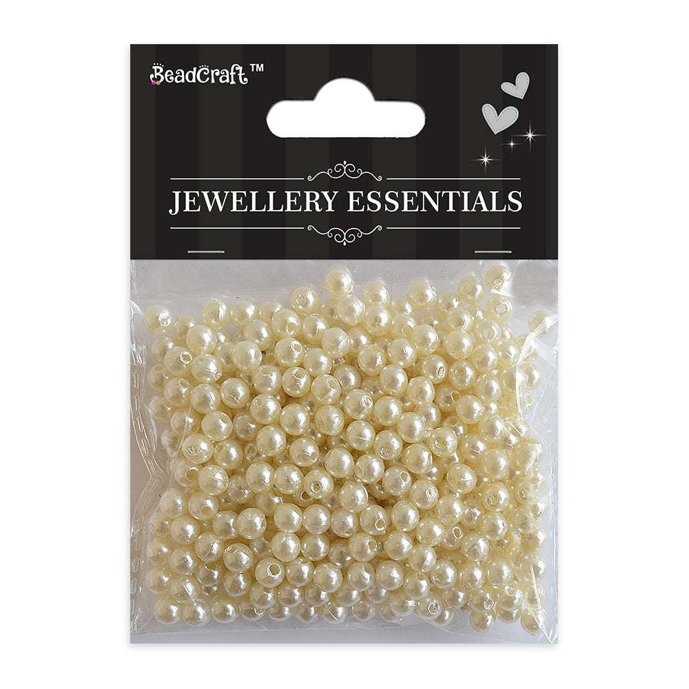 Pearl Beads Plastic 5mm Cream 20gm