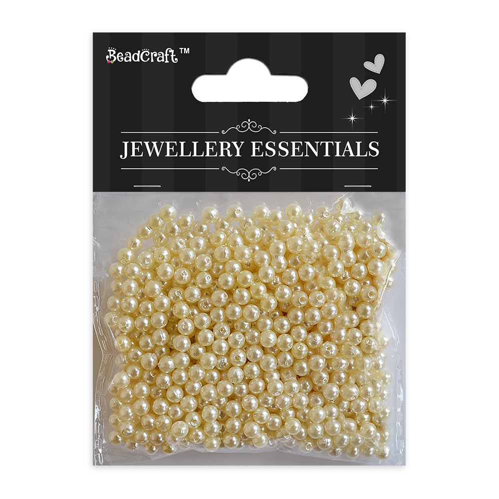 Pearl Beads Plastic 6mm Cream 20gm