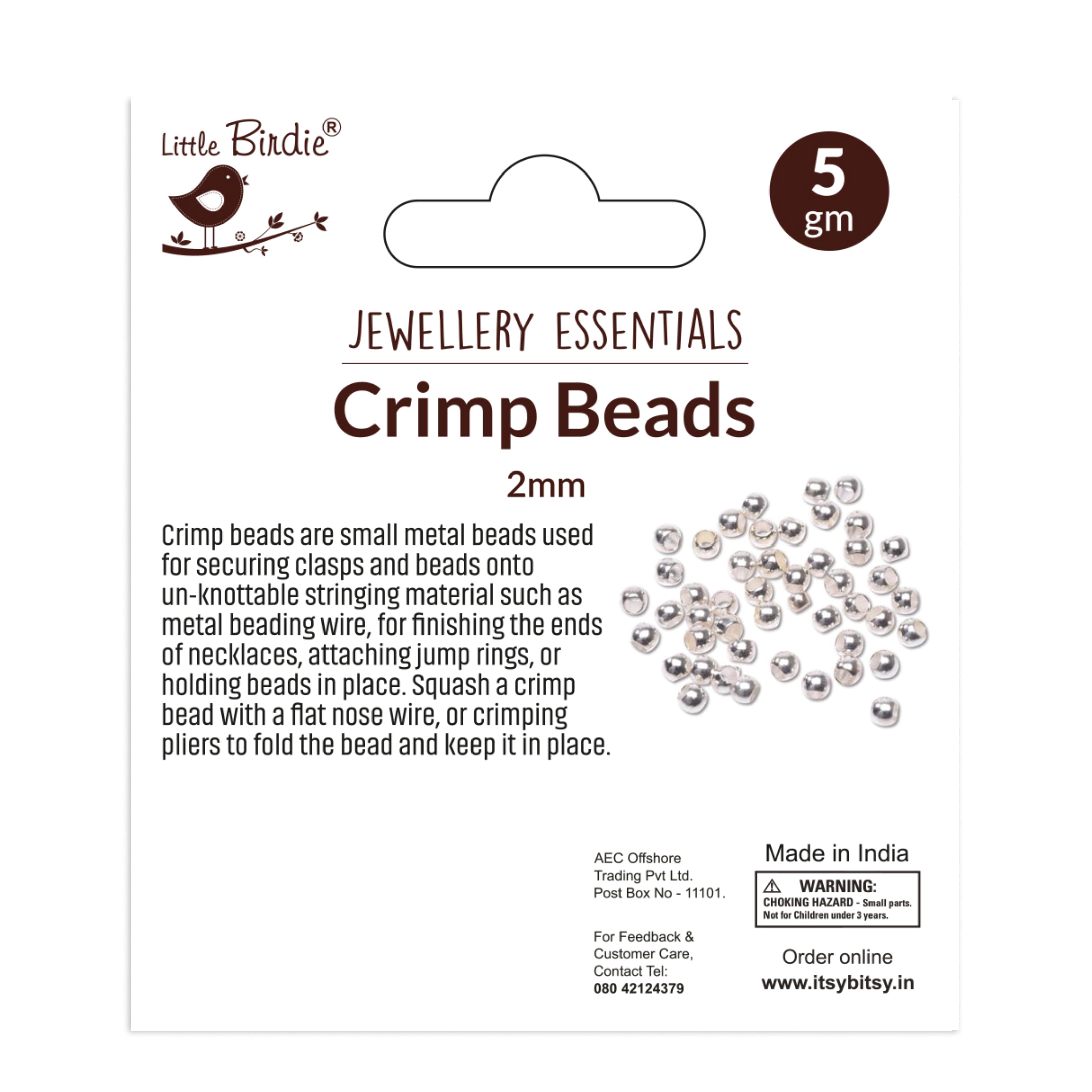 Findings Crimp Beads 2Mm Gold 5Grm