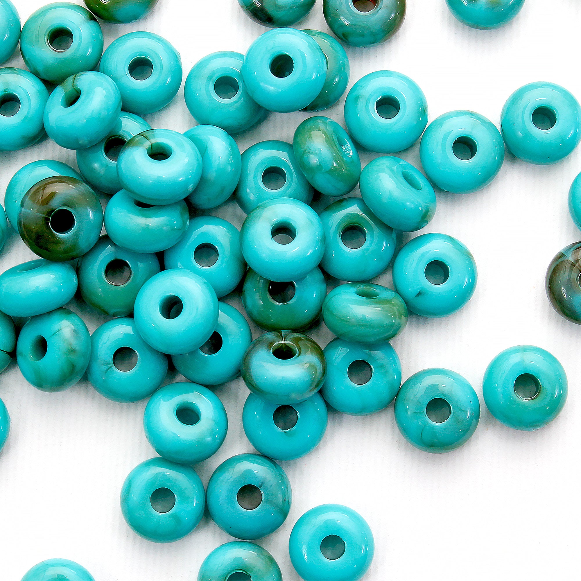 Beads Turquoise Roundel Stone 10Mm X 5Mm 30G Pb Ib