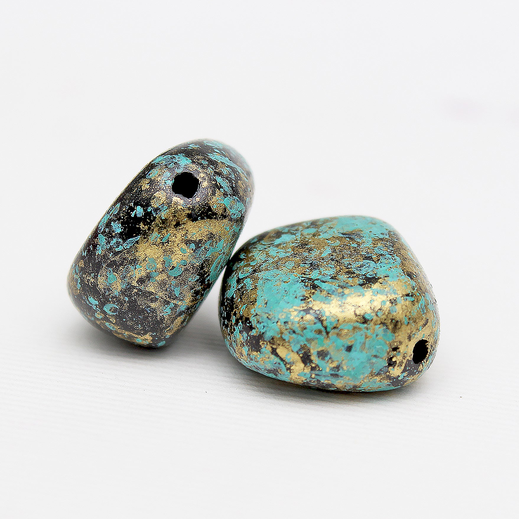 Beads Turquoise Gold Marbled 18Mm X 17Mm 30G Pb Ib