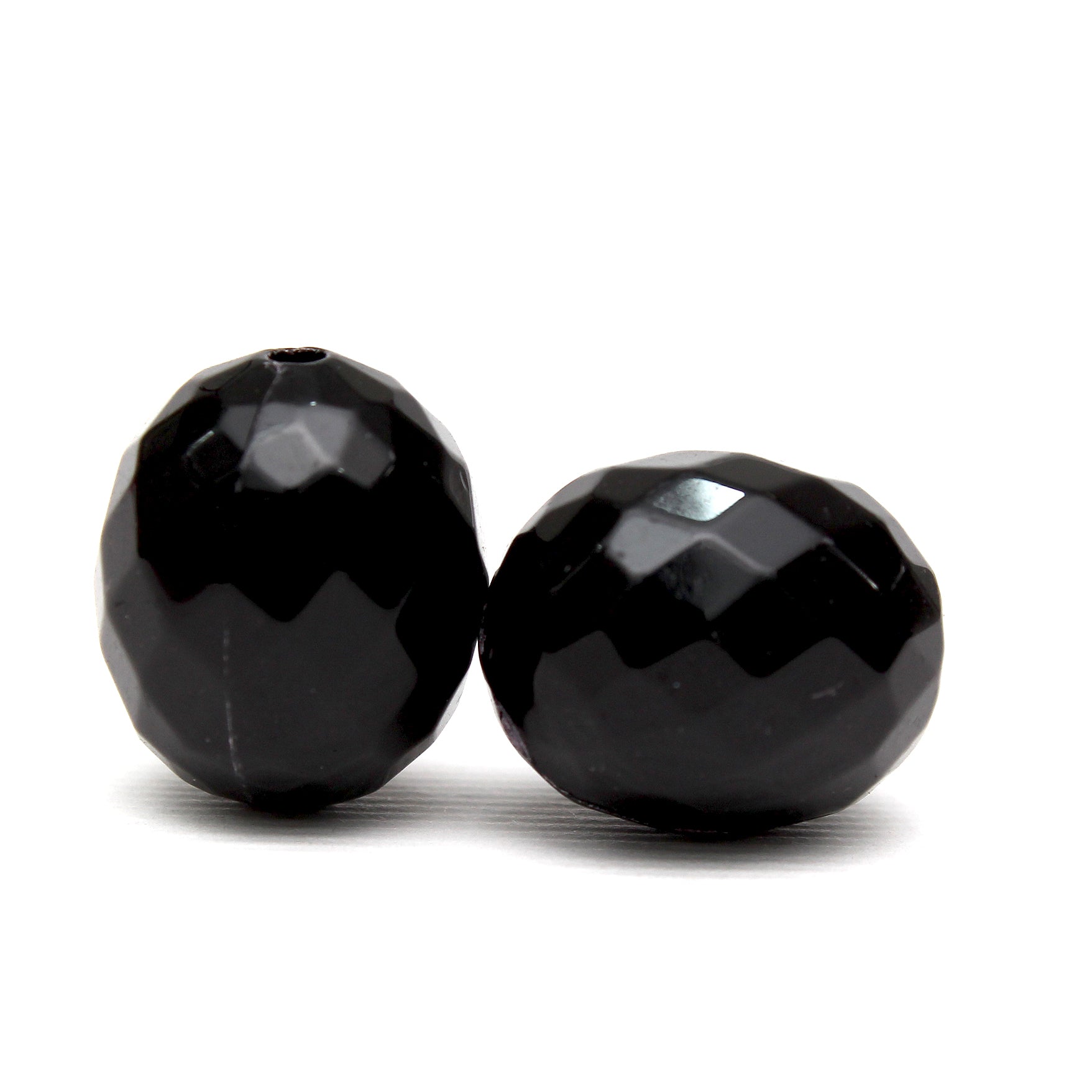 Beads Glossy Black Faceted Oval 15Mm X 13Mm 30G Pb Ib