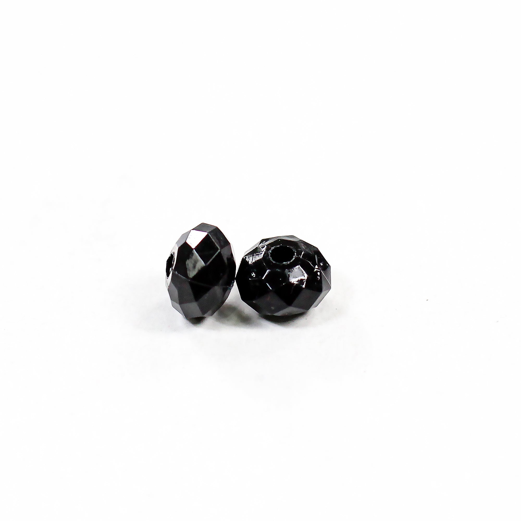 Beads Glossy Black Faceted Small Round 8Mm X 5Mm 30G Pb Ib