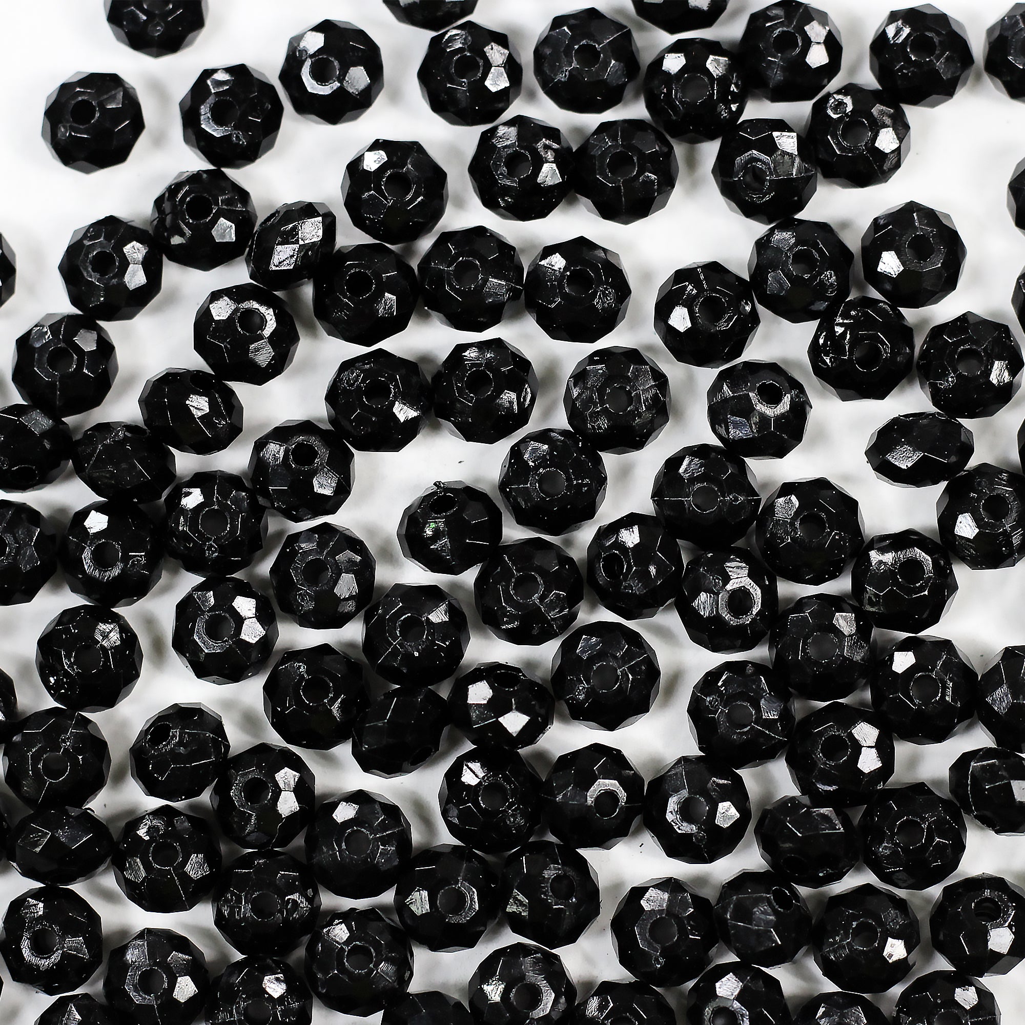 Beads Glossy Black Faceted Small Round 8Mm X 5Mm 30G Pb Ib