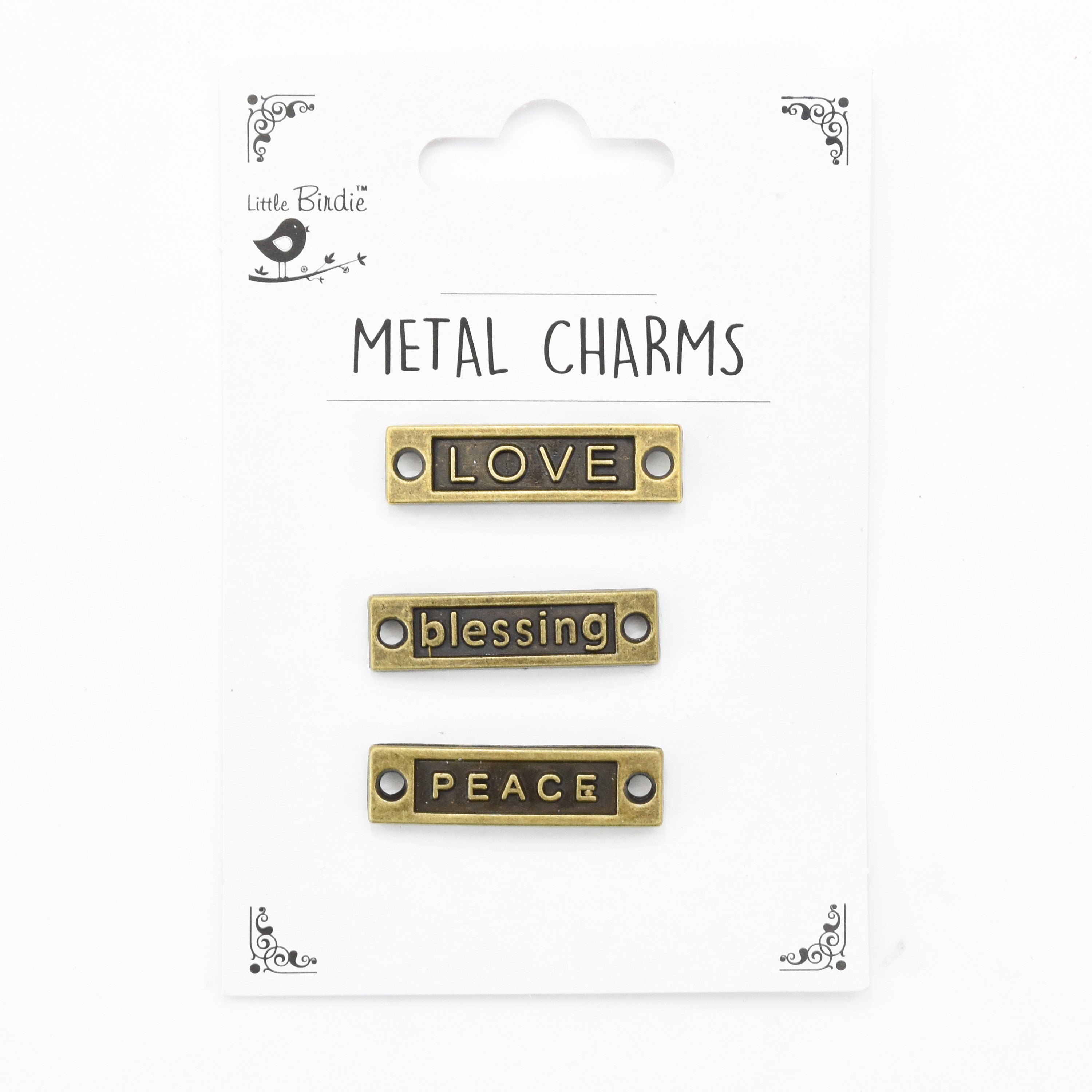 Metal Charms Love And Bleasings 3Pcs Pbci Ib