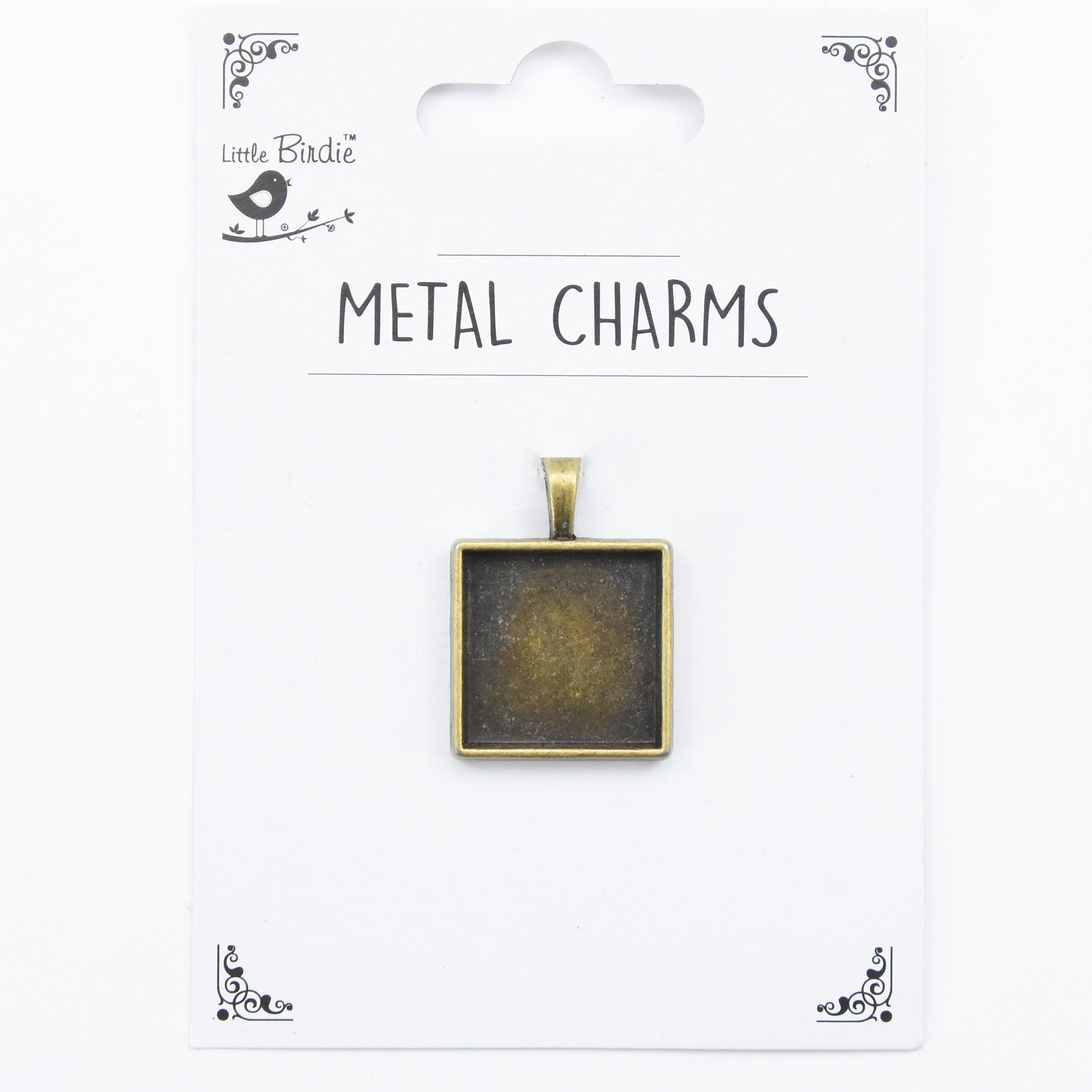 Metal Charms Pendant Blank Square 1Pc Pbci Ib