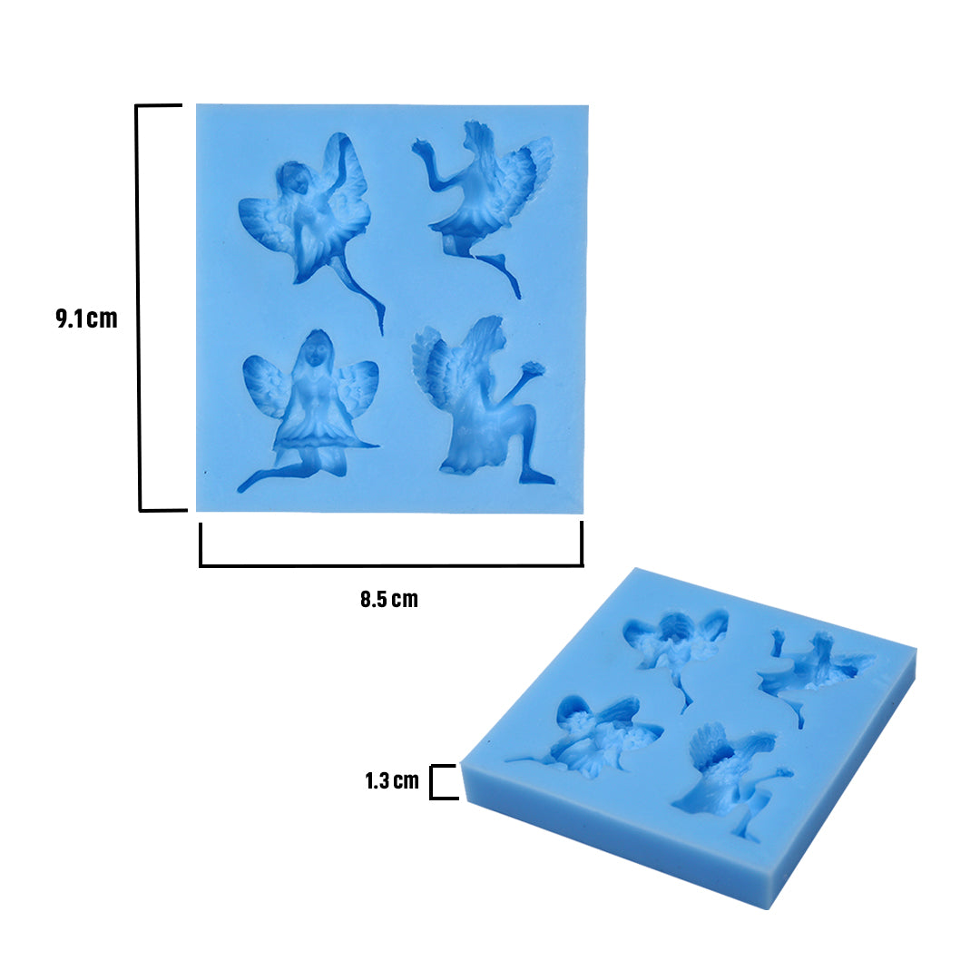 Silicone Mould Fairies And Angels 9.1cm X 8.5cm X 1.3cm 1pc