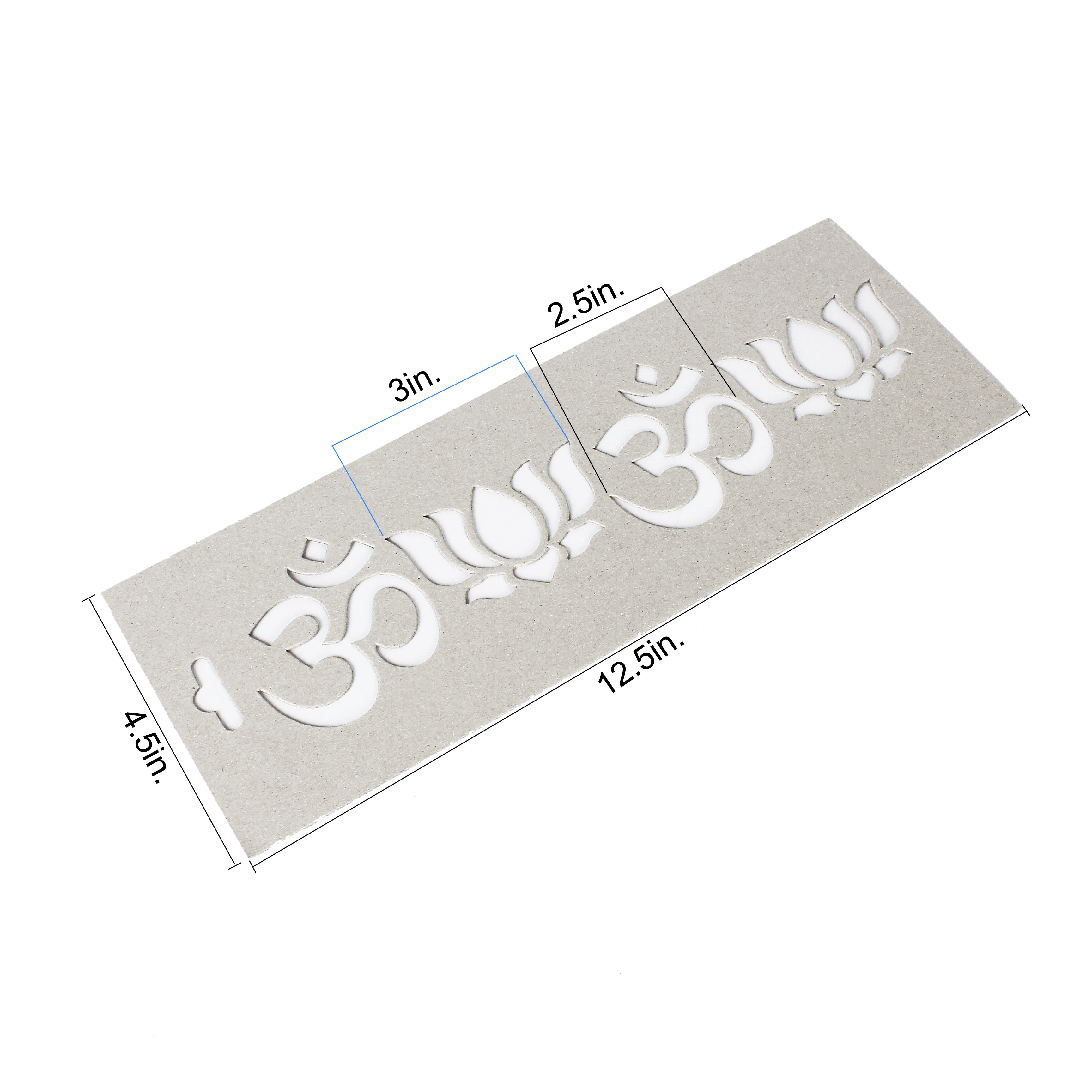 Chipboard Stencil OM & Lotus 12.5X4.5Inch 1pc