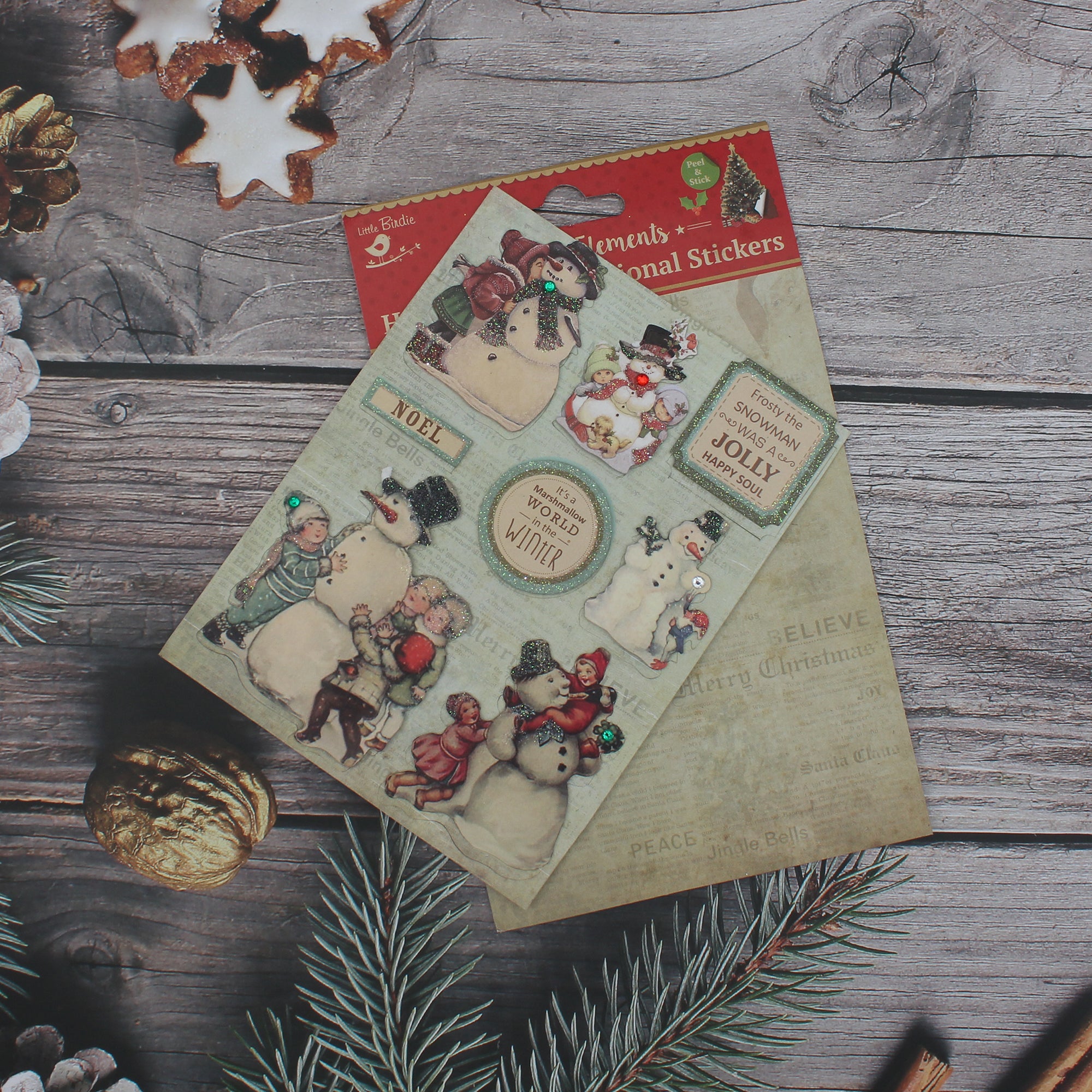 Christmas Vintage embellished Snowman 8Pc