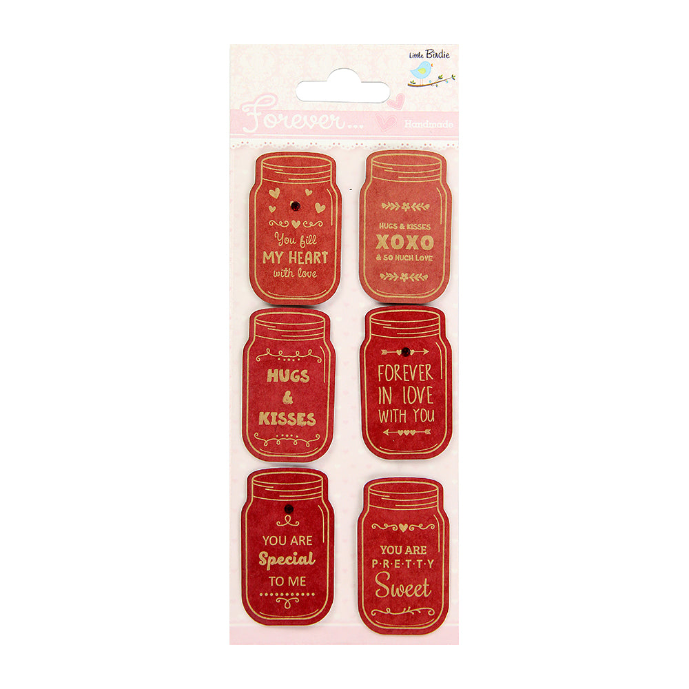 Itsy Bitsy Self-adhesive Kraft Stickers - Jar Of Messages, 6Pc