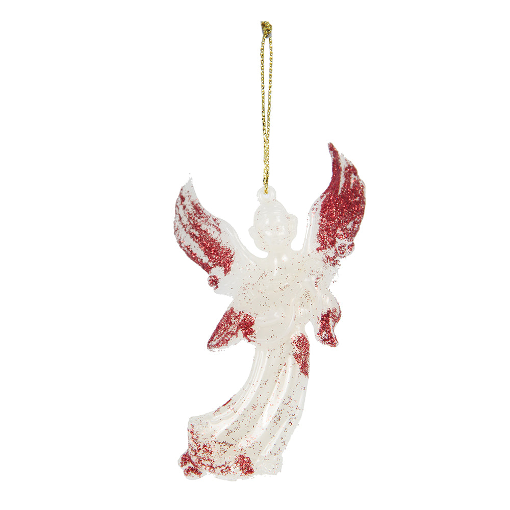 Christmas Decoration Hanging- Glitter Angel Red