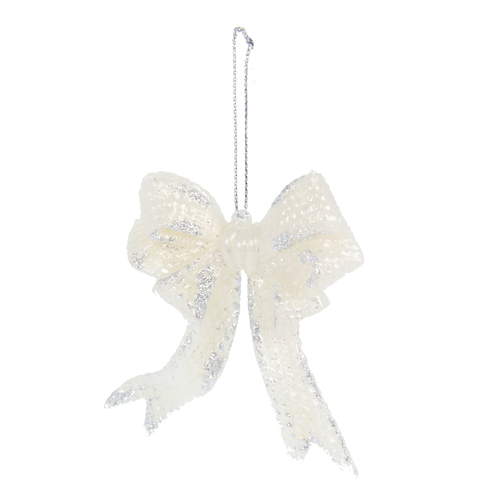 Christmas Decorative Hanging- Glitter Bow Silver