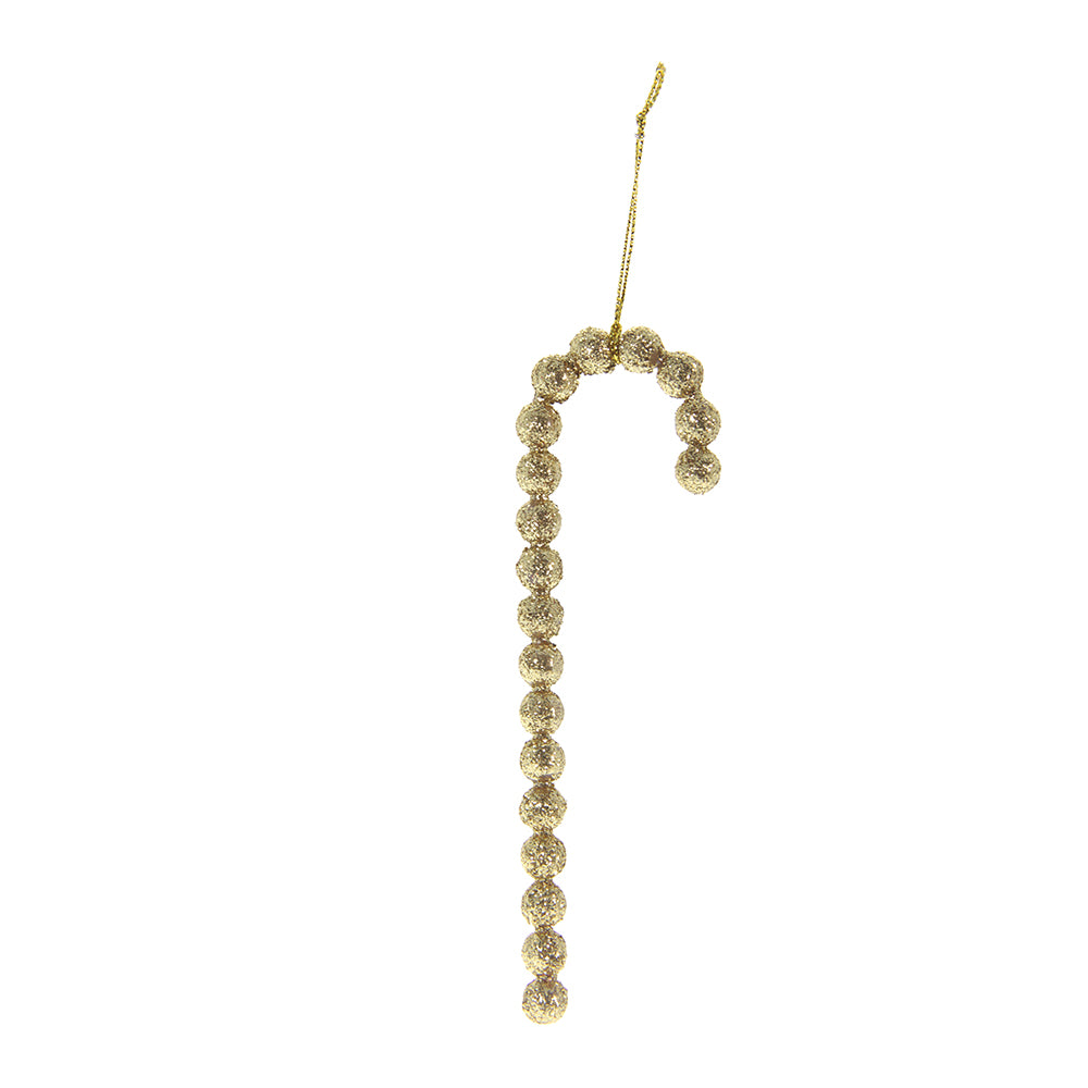 Christmas Decoration Hanging- Beaded Glitter Candy Cane Gold