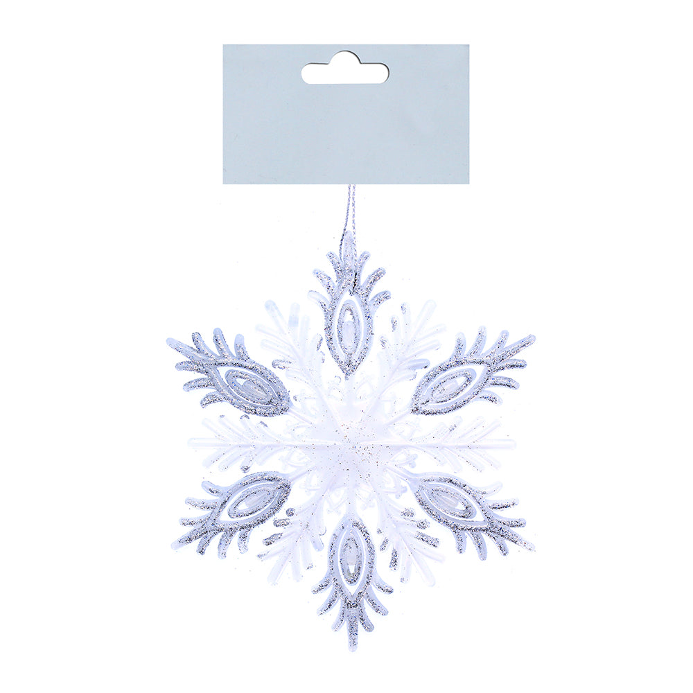 Christmas Decoration Hanging Glitter Snowflake Silver