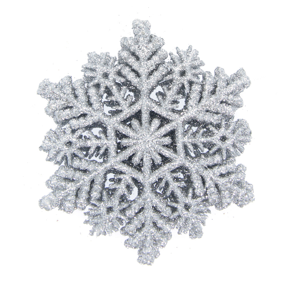 Christmas Decoration Hanging 100mm- Glitter Snowflake Silver