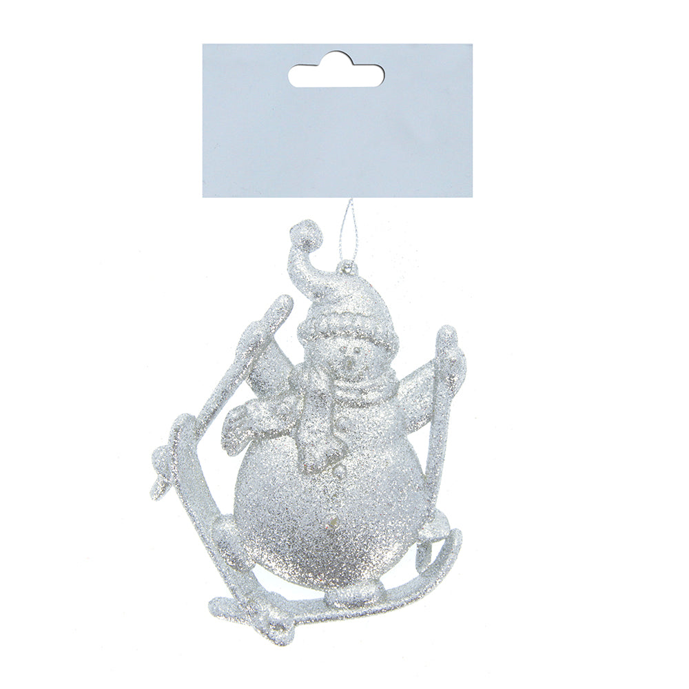 Christmas Decoration Hanging- Glitter Snowman Silver