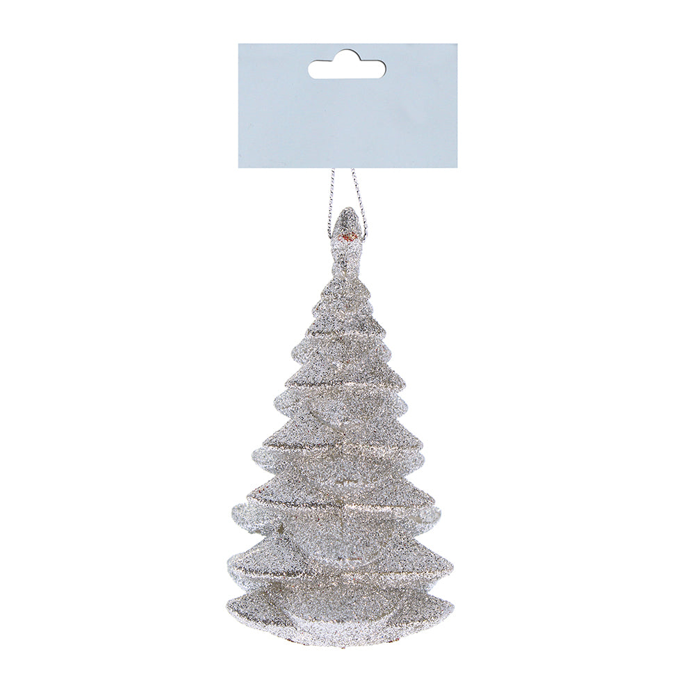 Christmas Decoration Hanging- Glitter X-Mas Tree Silver