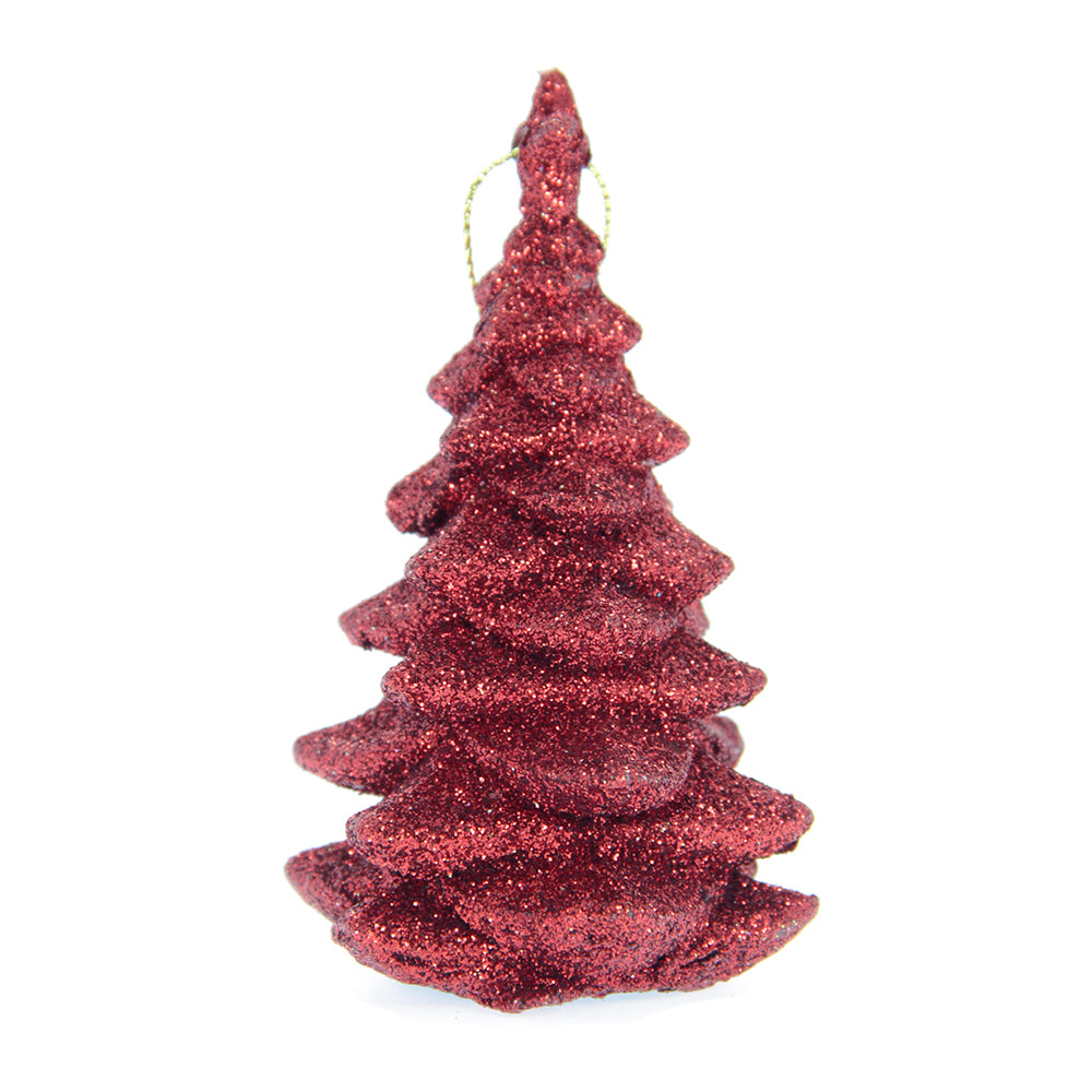 Christmas Decoration Hanging- Glitter X-Mas Tree Red