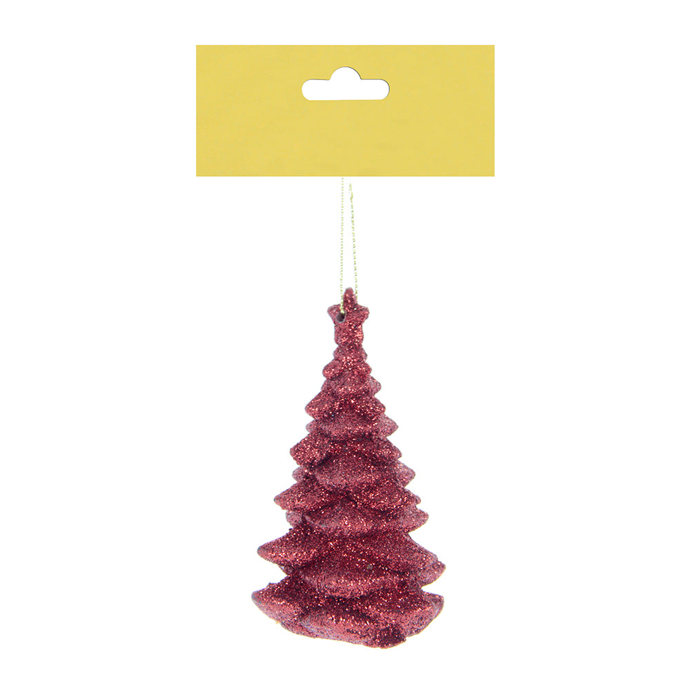 Christmas Decoration Hanging- Glitter X-Mas Tree Red