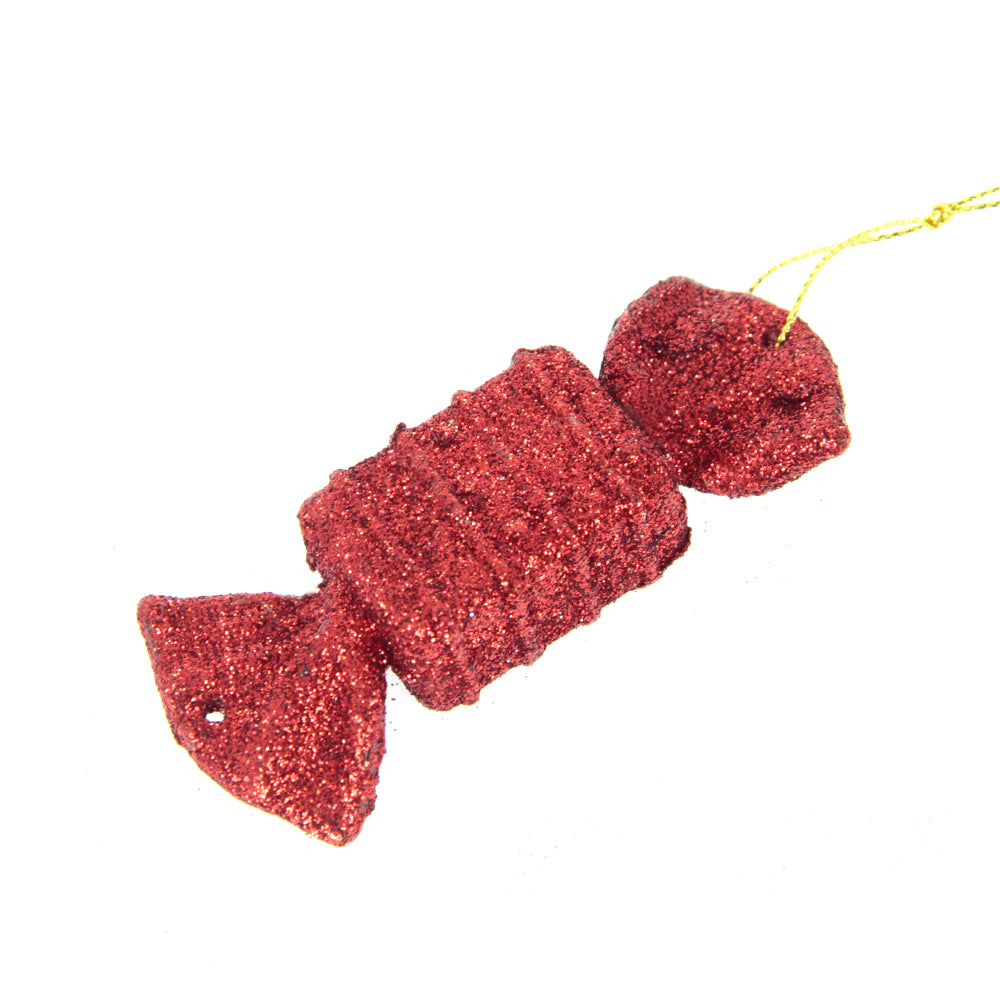 Christmas Decoration Hanging- Glitter Candy Red