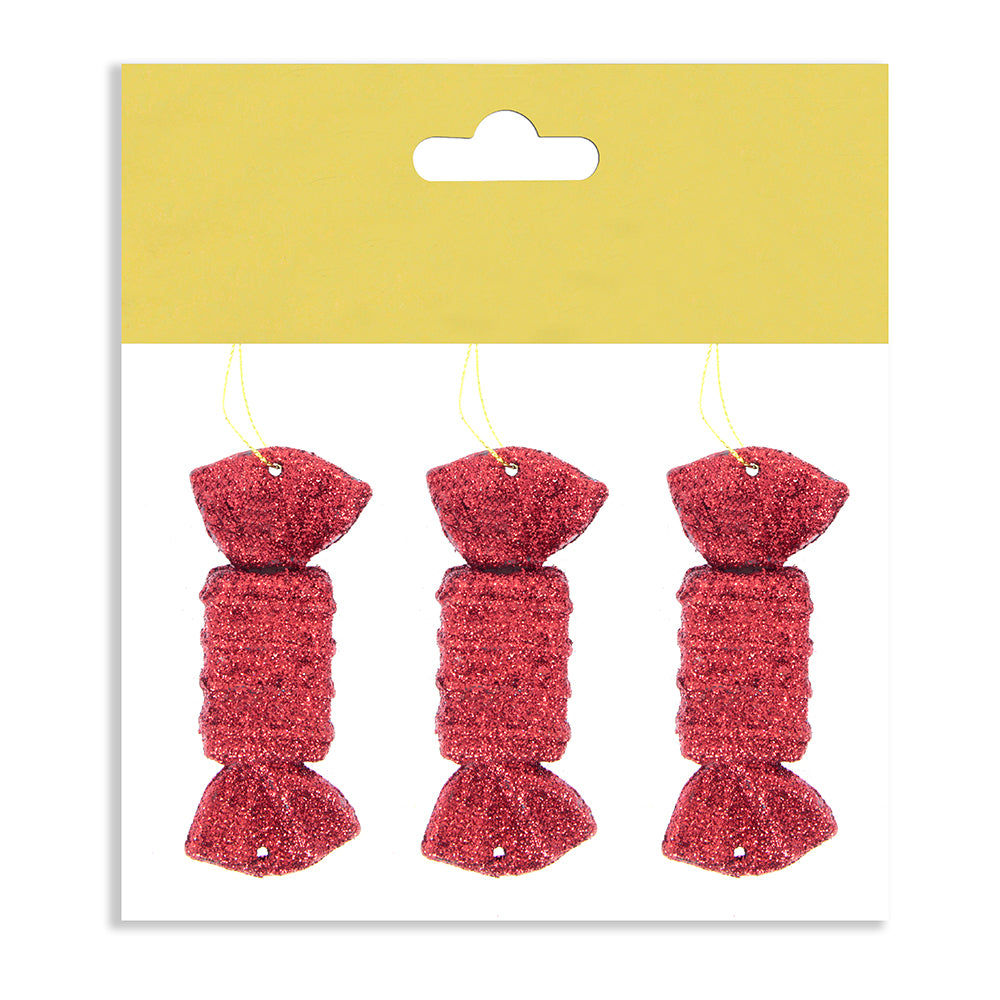 Christmas Decoration Hanging- Glitter Candy Red