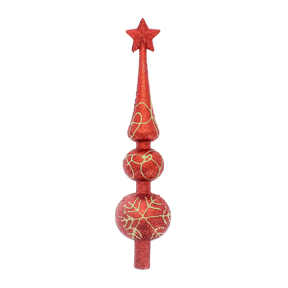 Christmas Finial Tree Topper 30Cm- Red