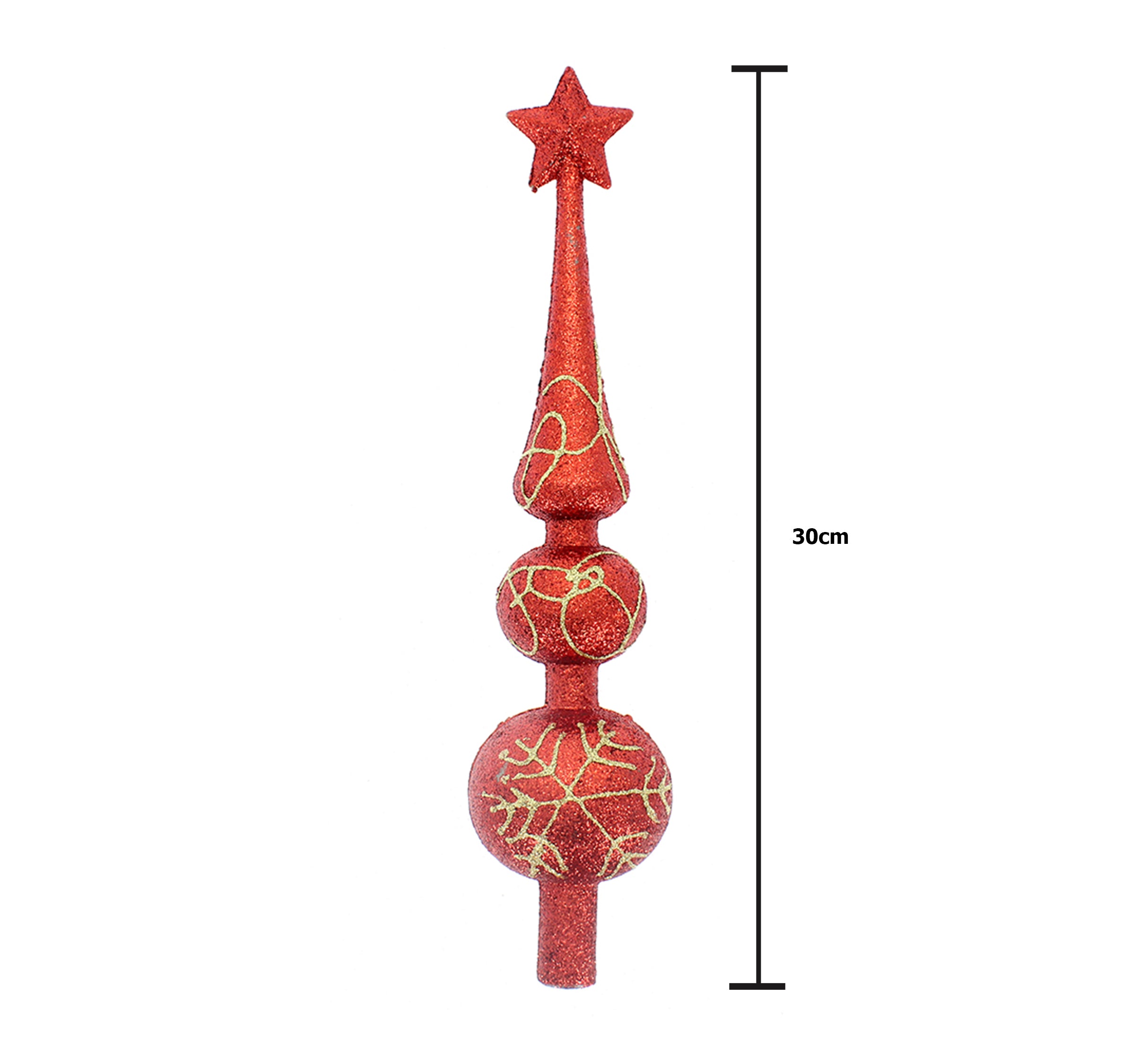 Christmas Finial Tree Topper 30Cm- Red