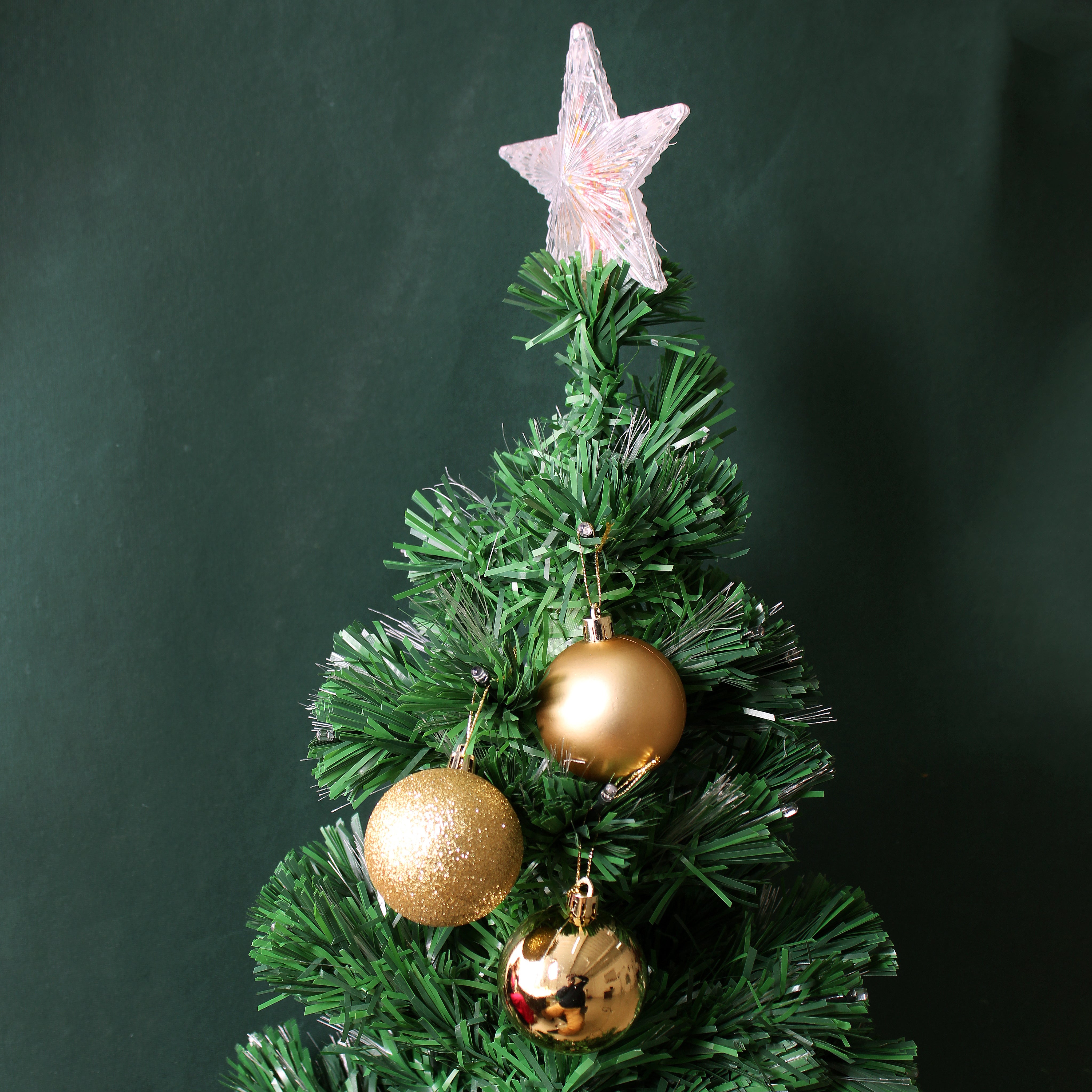 Christmas Tree Decoration Baubles Gold (Matte, Glossy & Glitter) 6pc Acetate