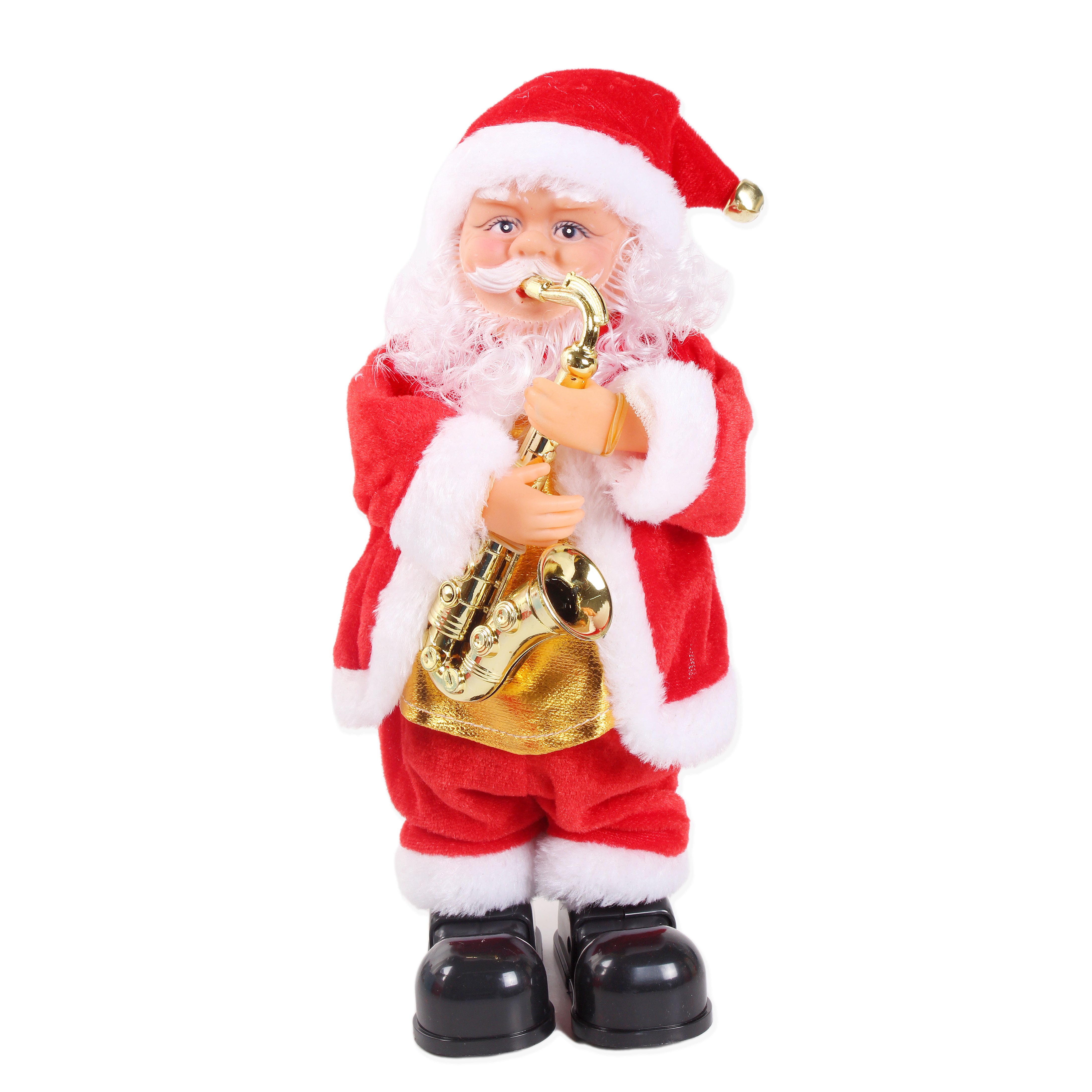 Christmas Toy Musical Moving Santa With Saxophone/Merry Christmas/Jingle Bells 10inch 1pc Box IB