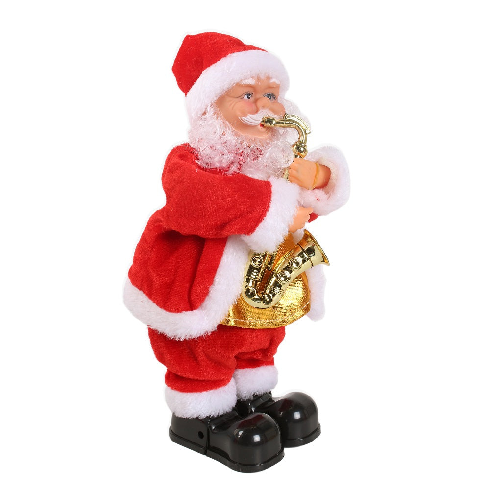 Christmas Toy Musical Moving Santa With Saxophone/Merry Christmas/Jingle Bells 10inch 1pc Box IB
