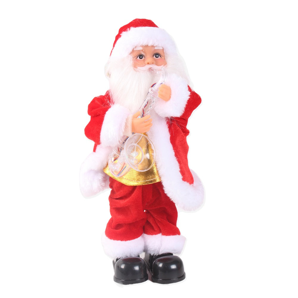 Christmas Toy Musical Moving Santa With Saxophone & Light 12inch 1pc Box IB
